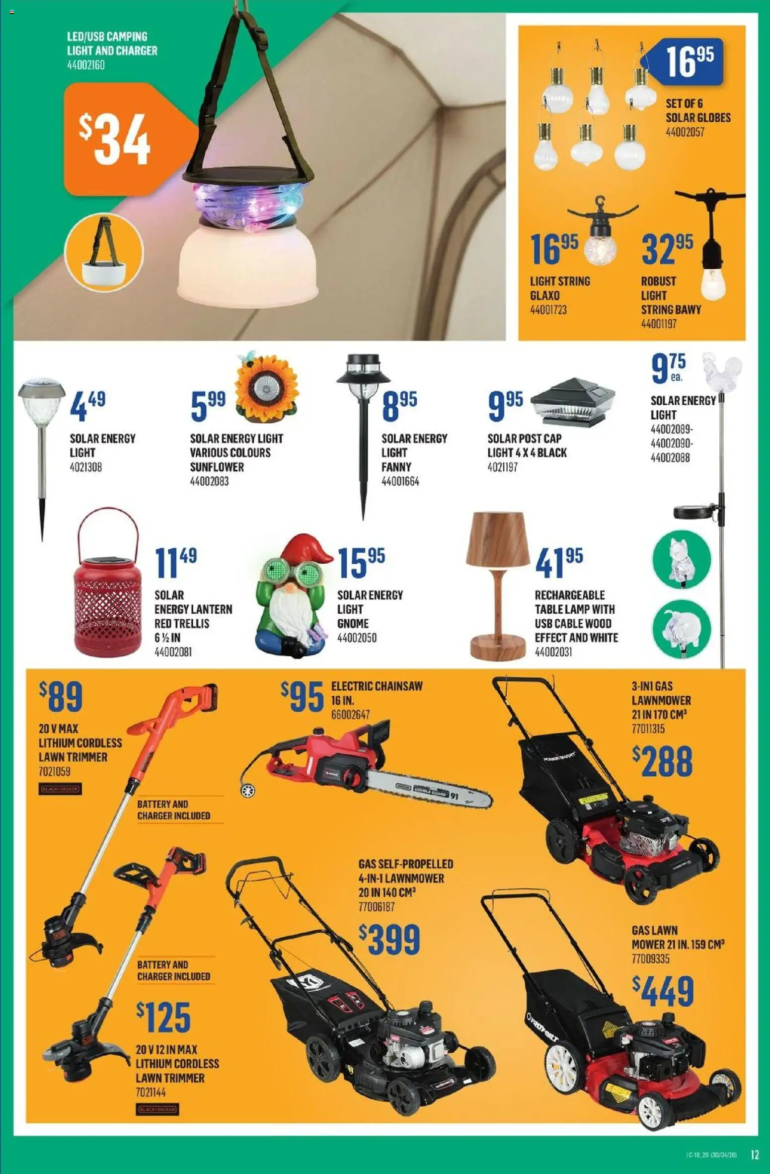 Canac flyer valid from 30.04.2026 | Page: 12 | Products: Cap, Cable, Battery, Lamp