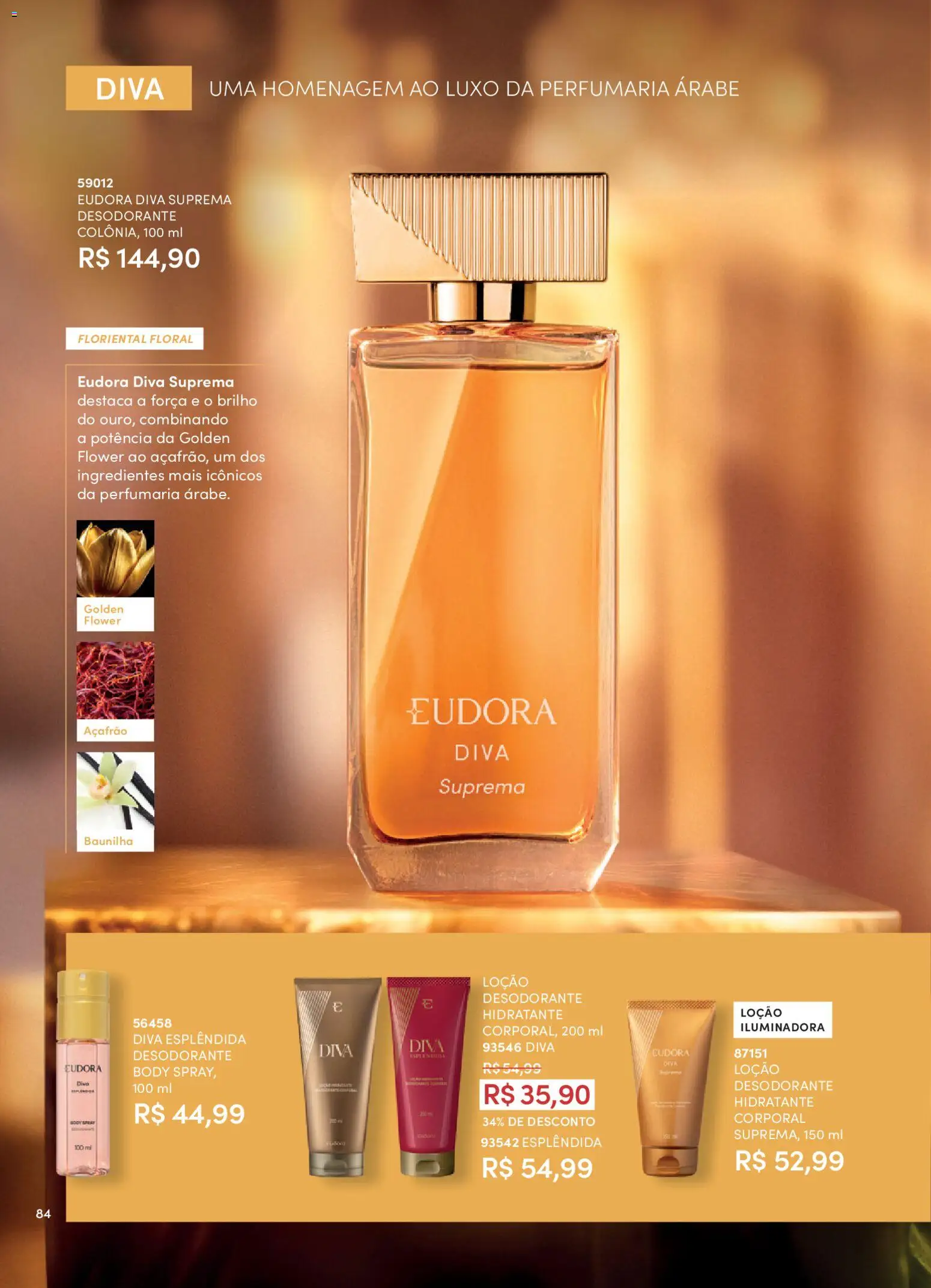 Eudora Folheto - válido de 26.01.2026 | Página: 84 | Produtos: Açafrão, Desodorante, Body