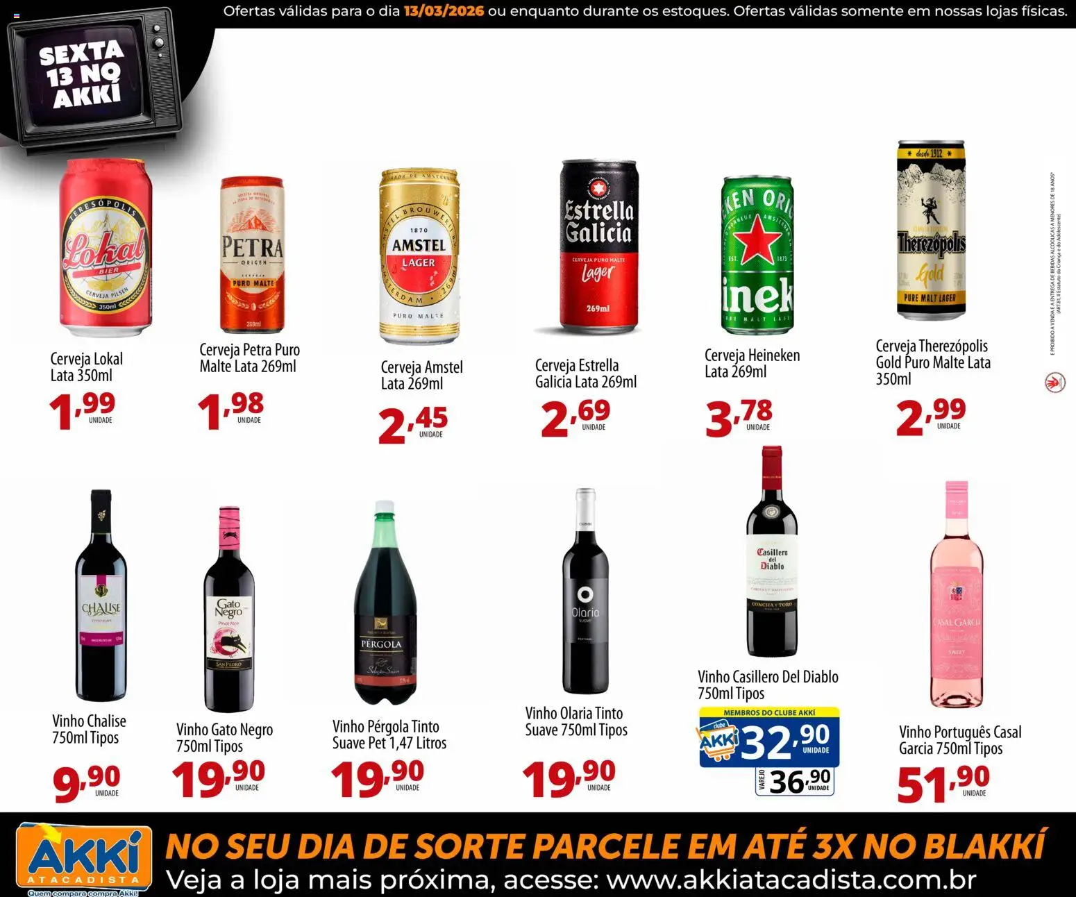 Akki Atacadista Folheto - válido de 13.03.2026 | Página: 8 | Produtos: Vinho, Cerveja, Cerveja Heineken, Heineken