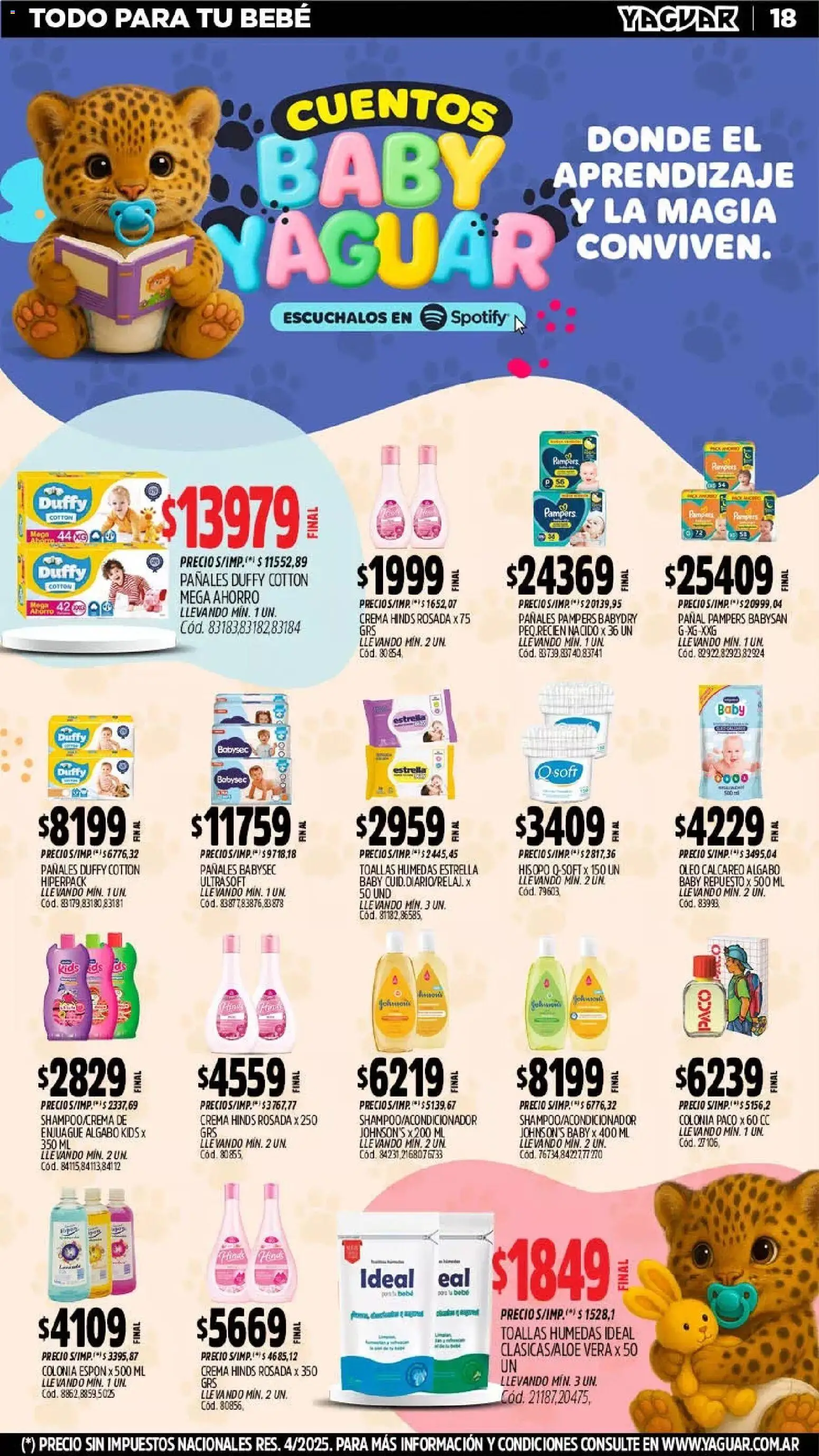 Yaguar - Oferta Semanal Neuquen │ válido desde el 30.03.2026 | Página: 18 | Productos: Toallas, Pañales, Crema