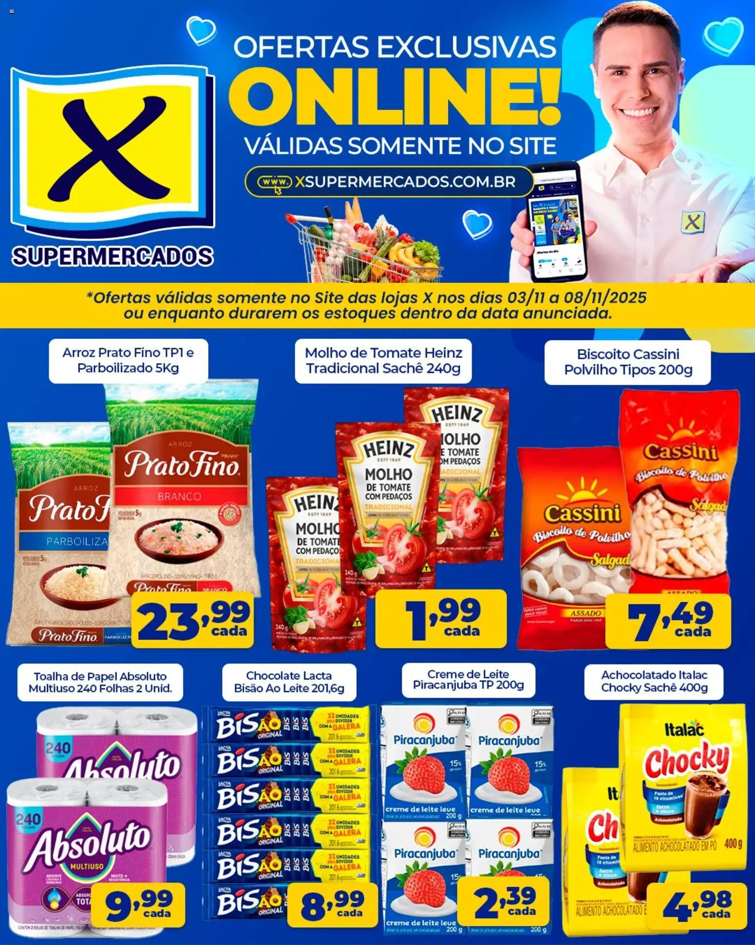 X Supermercados Folheto - válido de 03.11.2025 | Página: 2 | Produtos: Ferro, Molho de tomate, Achocolatado, Leite
