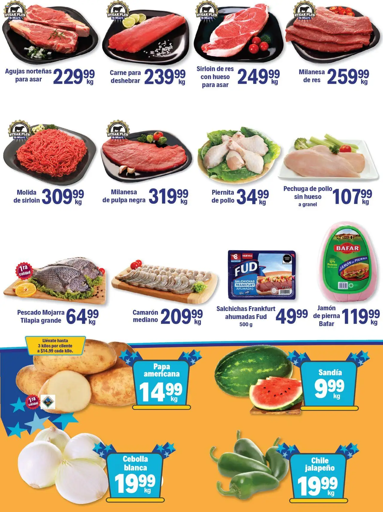 Nuevas ofertas de S-Mart válidas en toda la República Mexicana desde el 03.10.2025. ¡Encuentra las mejores ofertas en S-Mart - Folleto - Juarez! | Página: 4 | Productos: Pollo, Cebolla, Sandía, Res
