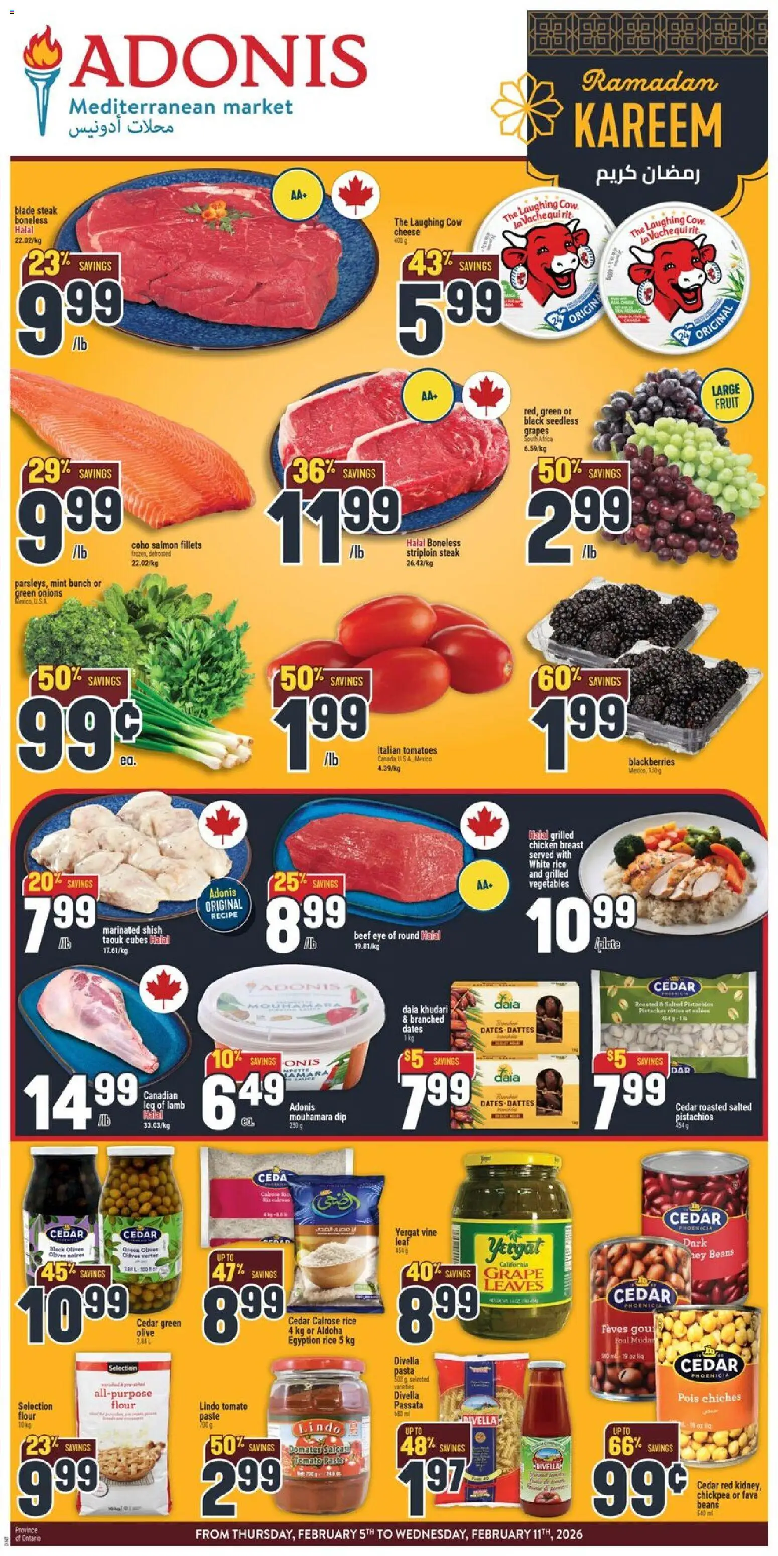 Adonis flyer valid from 05.02.2026 | Page: 1 | Products: Beef, Pasta, Cheese, Chicken