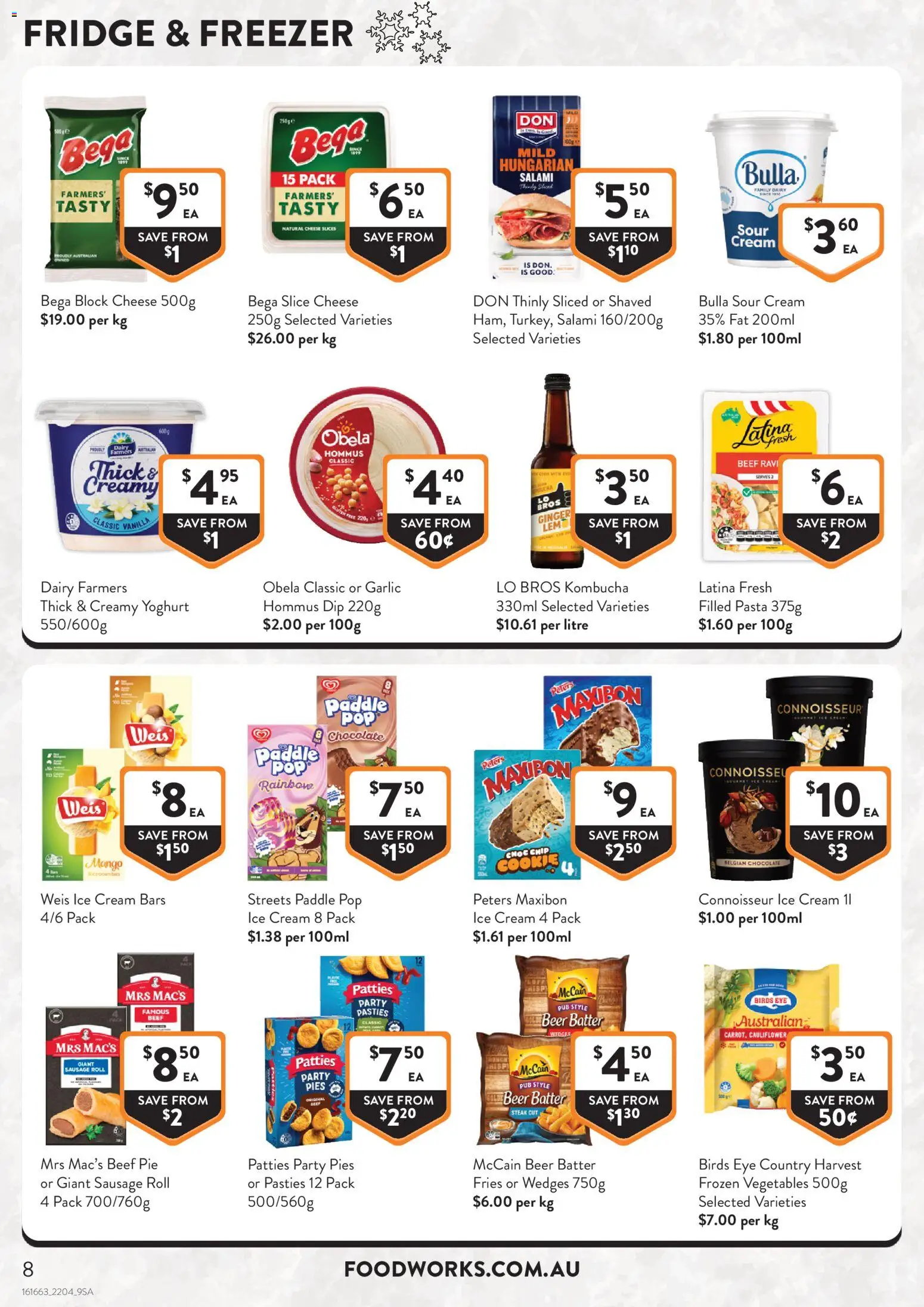 Foodworks catalogue - valid from 22.04.2026 | Page: 8 | Products: Yoghurt, Sour cream, Sausage, Freezer