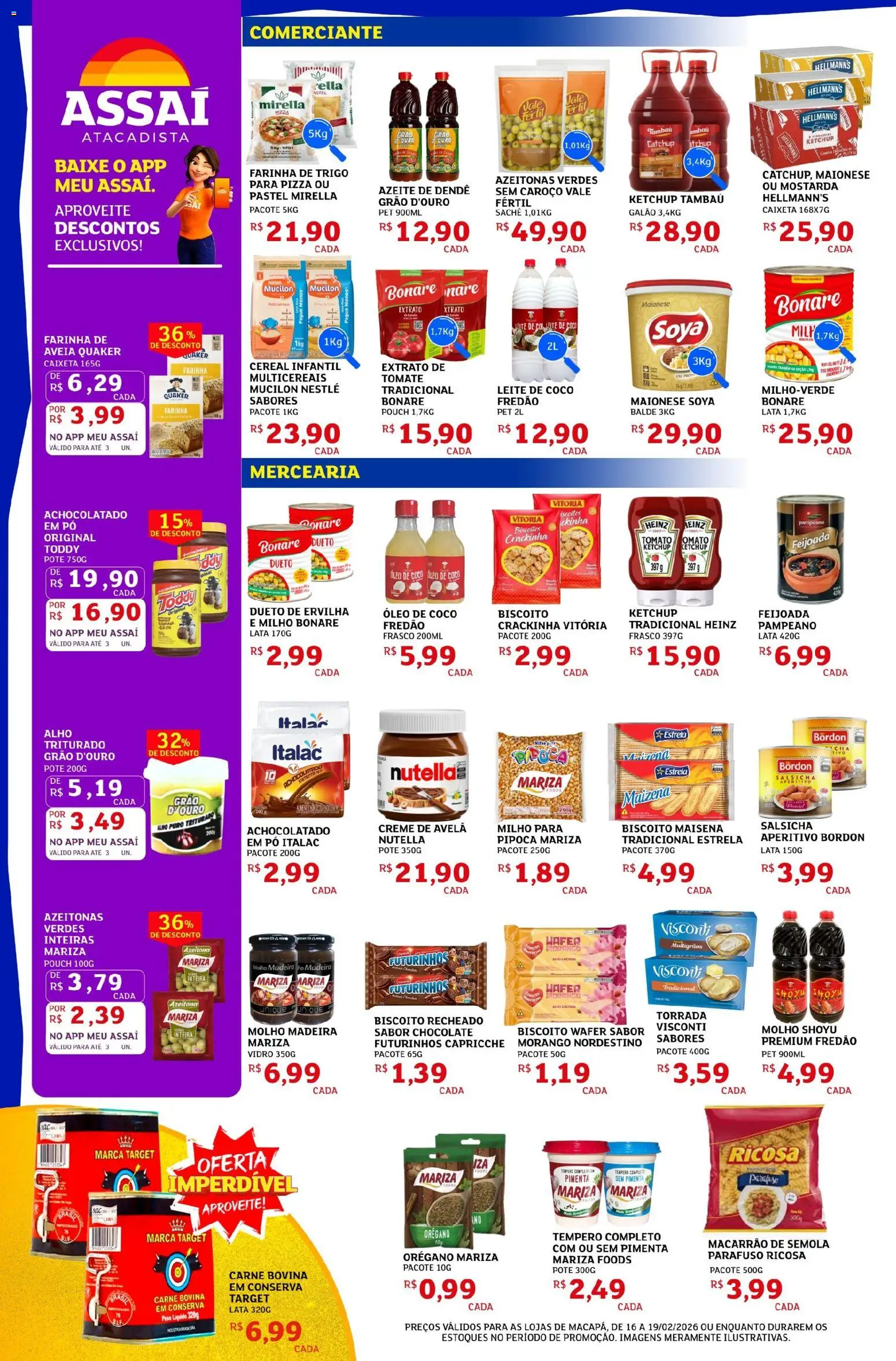 Assaí Atacadista Folheto - válido de 16.02.2026 | Página: 2 | Produtos: Coco, Salsicha, Aveia, Avelã