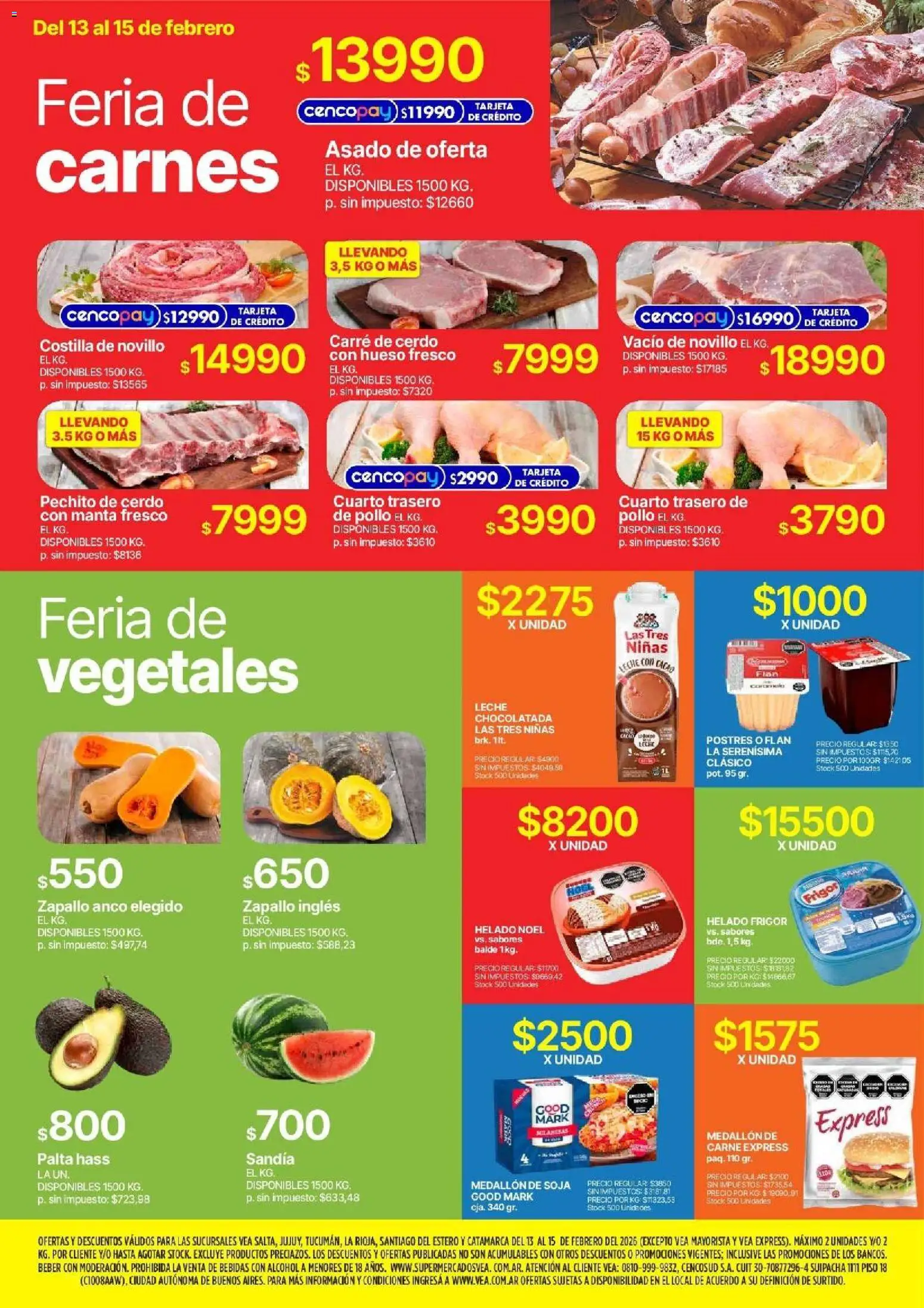Vea - Oferta fin de semana │ válido desde el 13.02.2026 | Página: 3 | Productos: Helado, Sandía, Palta, Cerdo