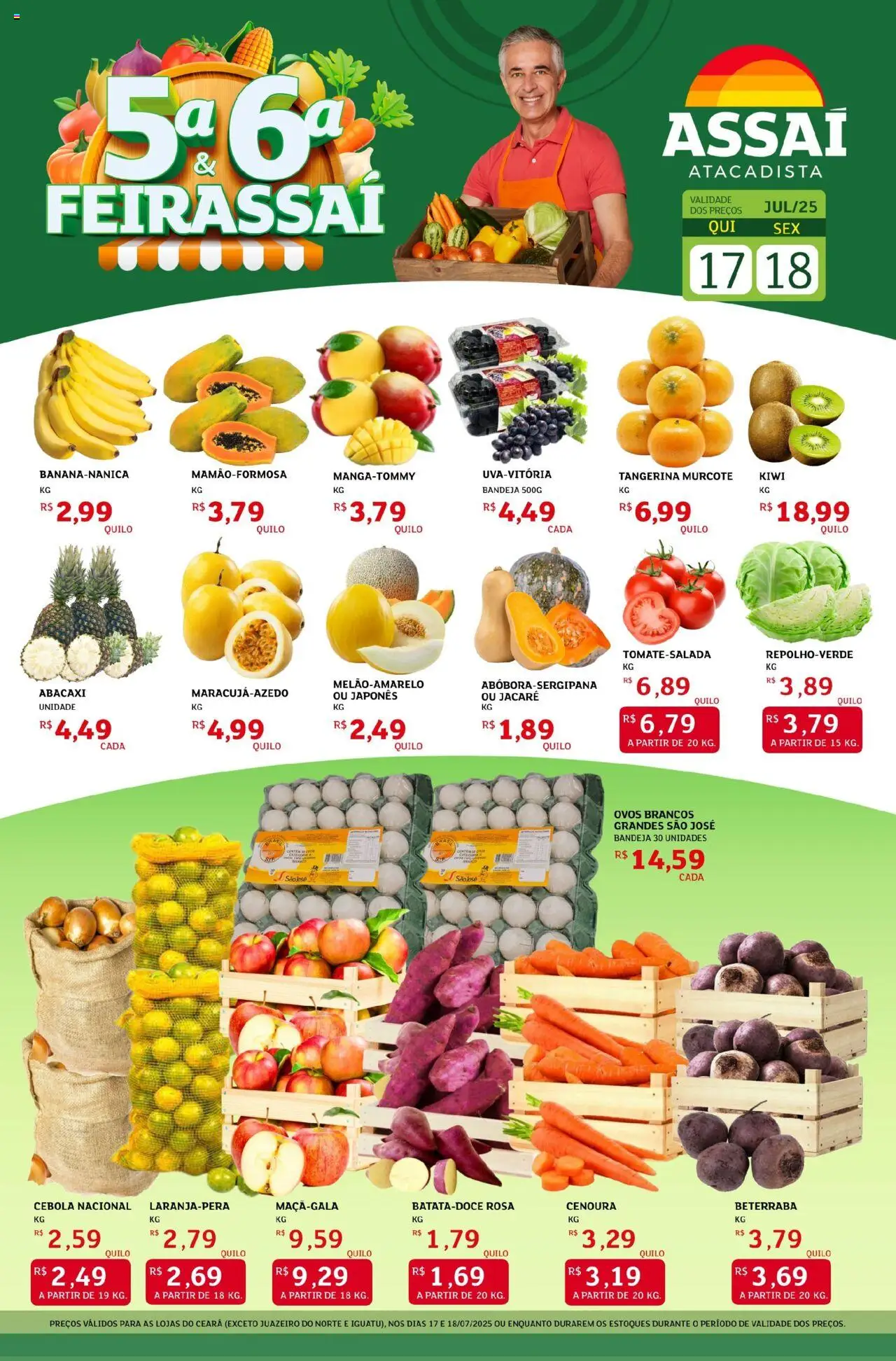 Assaí Atacadista Folheto - válido de 17.07.2025 | Página: 1 | Produtos: Ovos, Abacaxi, Kiwi, Bandeja