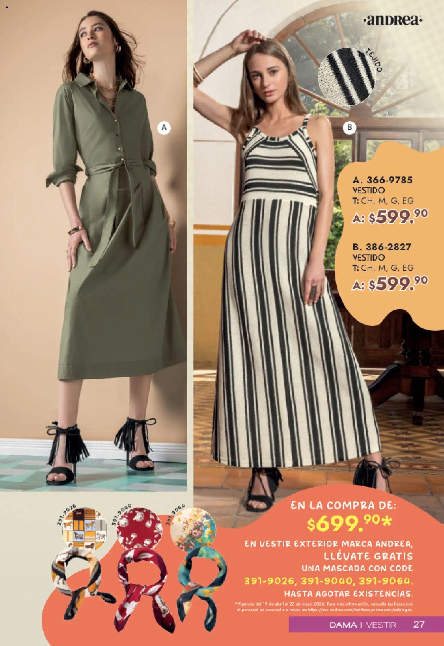 Nuevas ofertas de Andrea válidas en toda la República Mexicana desde el 19.04.2026. ¡Encuentra las mejores ofertas en Andrea catálogo Mamá y Peques! | Página: 27 | Productos: Vestido