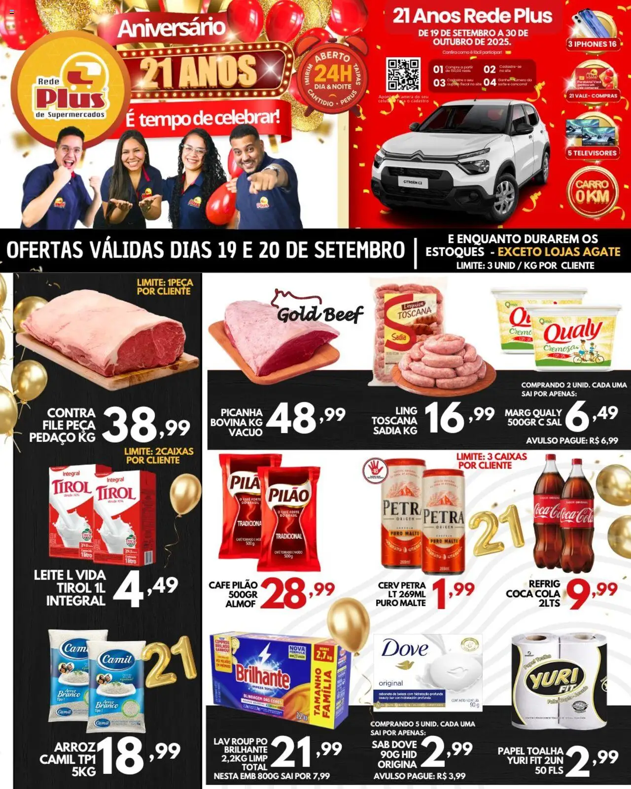 Rede Plus Supermercados Folheto - válido de 19.09.2025 | Página: 1 | Produtos: Linguiça, Café, Sal, Dove