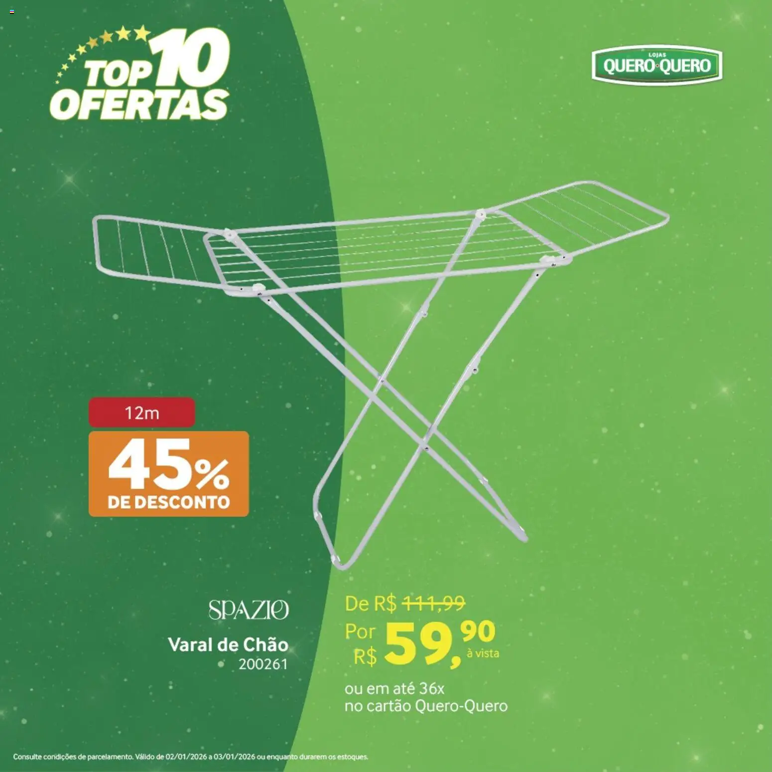 Lojas Quero-Quero Folheto - válido de 02.01.2026 | Página: 21 | Produtos: Varal de chão