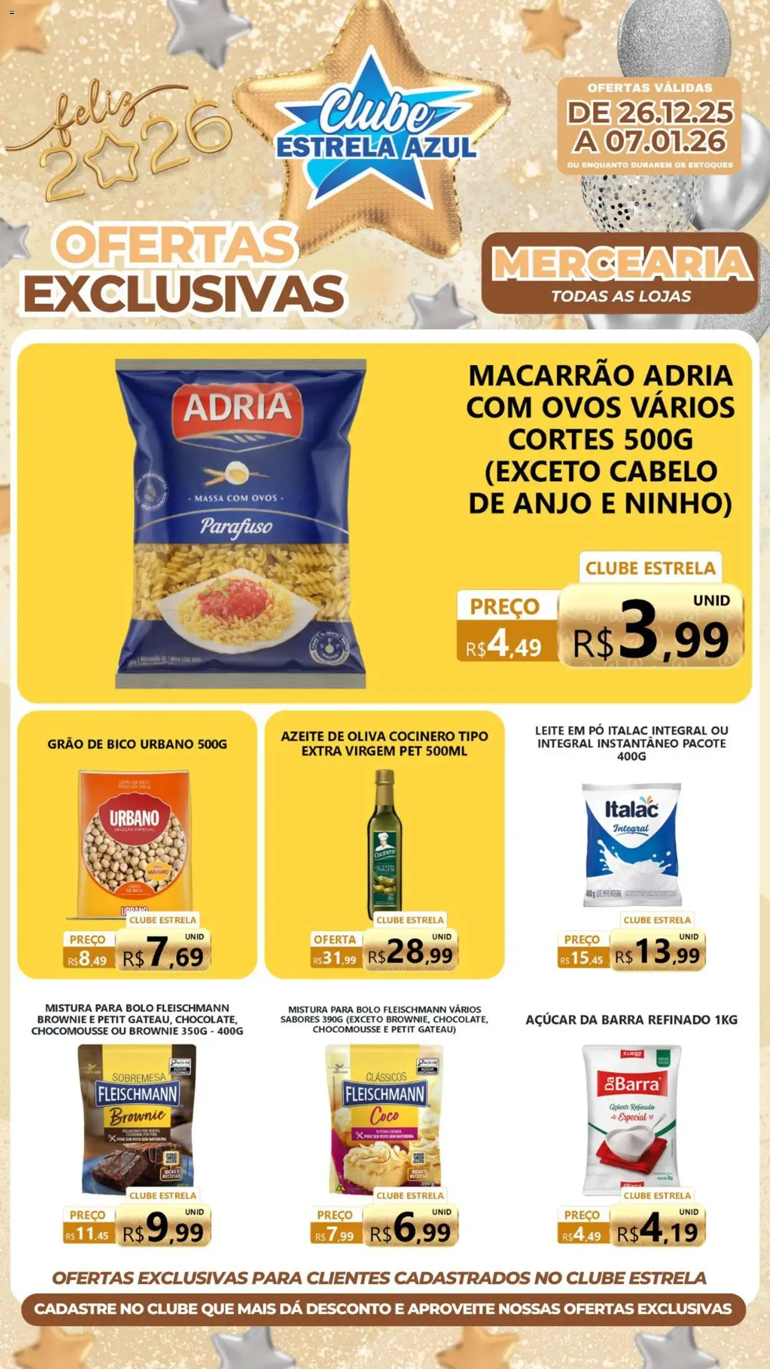 Estrela Azul Folheto - válido de 26.12.2025 | Página: 2 | Produtos: Bico, Azeite, Mistura para bolo, Leite em pó