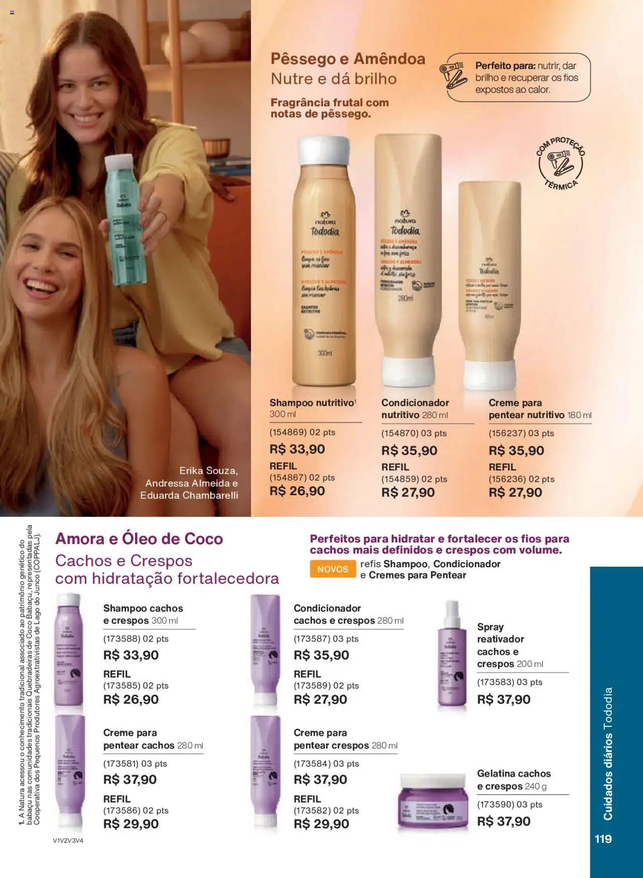 Natura Folheto - válido de 15.06.2025 | Página: 119 | Produtos: Shampoo, Pêssego, Óleo de coco, Gelatina