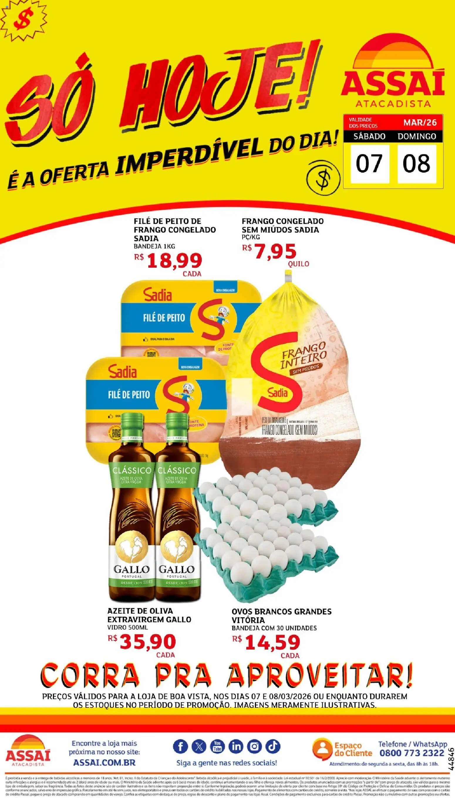 Assaí Atacadista Folheto - válido de 07.03.2026 | Página: 1 | Produtos: Base, Bebida, Bandeja, Peito de frango