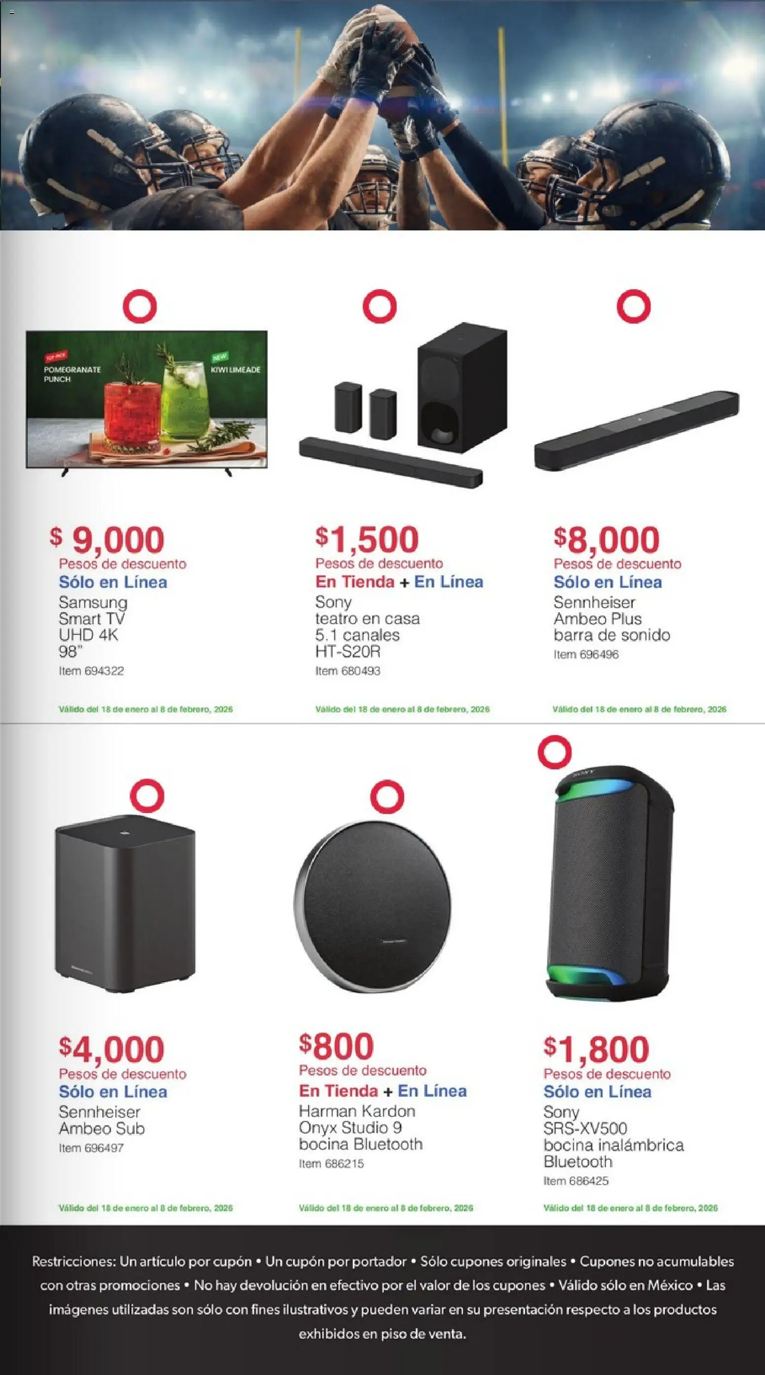 Nuevas ofertas de Costco válidas en toda la República Mexicana desde el 18.01.2026. ¡Encuentra las mejores ofertas en Costco catálogo Super Domingo 2026! | Página: 3 | Productos: Home theater, Bocina, Barra