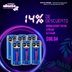 Vista previa de Bodegas Alianza catálogo Bebida B:oost, nuevo folleto de la tienda, válido en México a partir del 17.12.2025