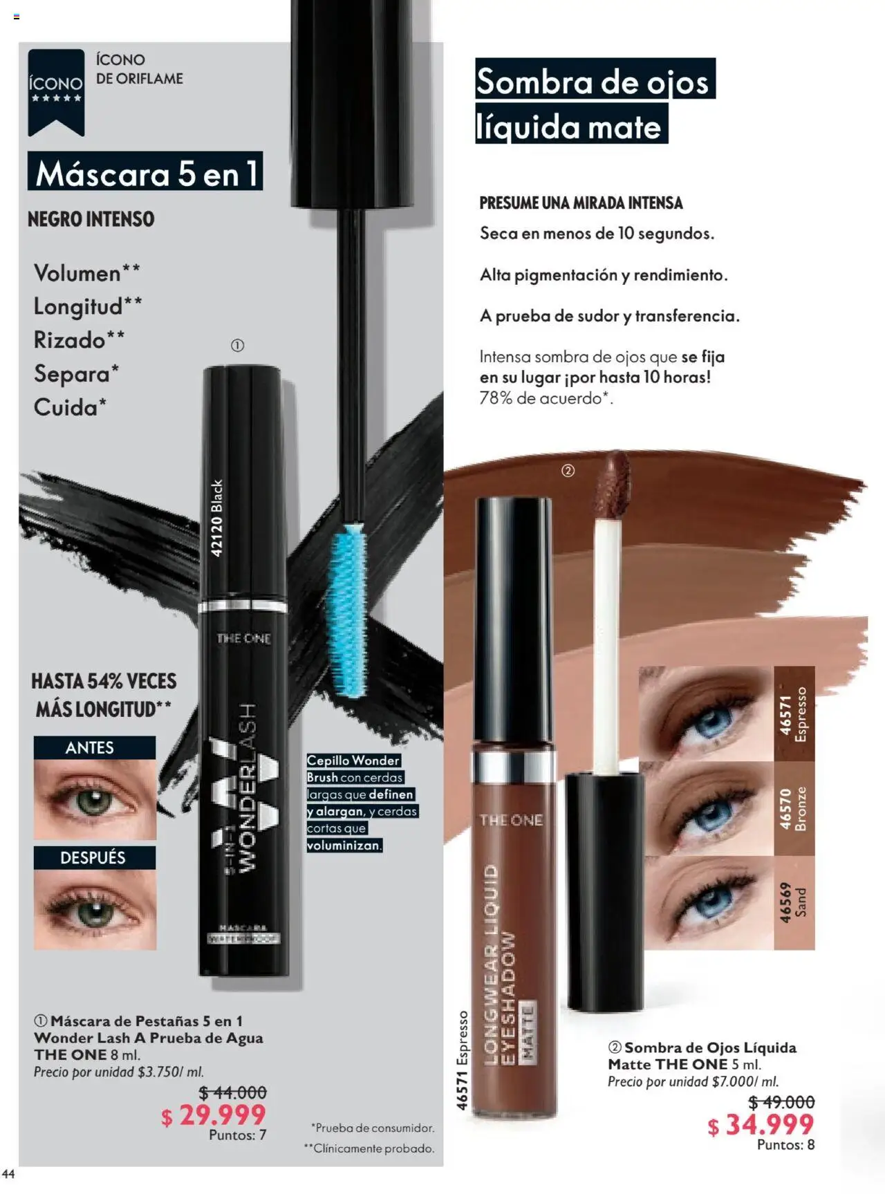 Oriflame revista - valida desde el 12.07.2025 | Página: 44 | Productos: Agua, Cepillo, Máscara, Sombra