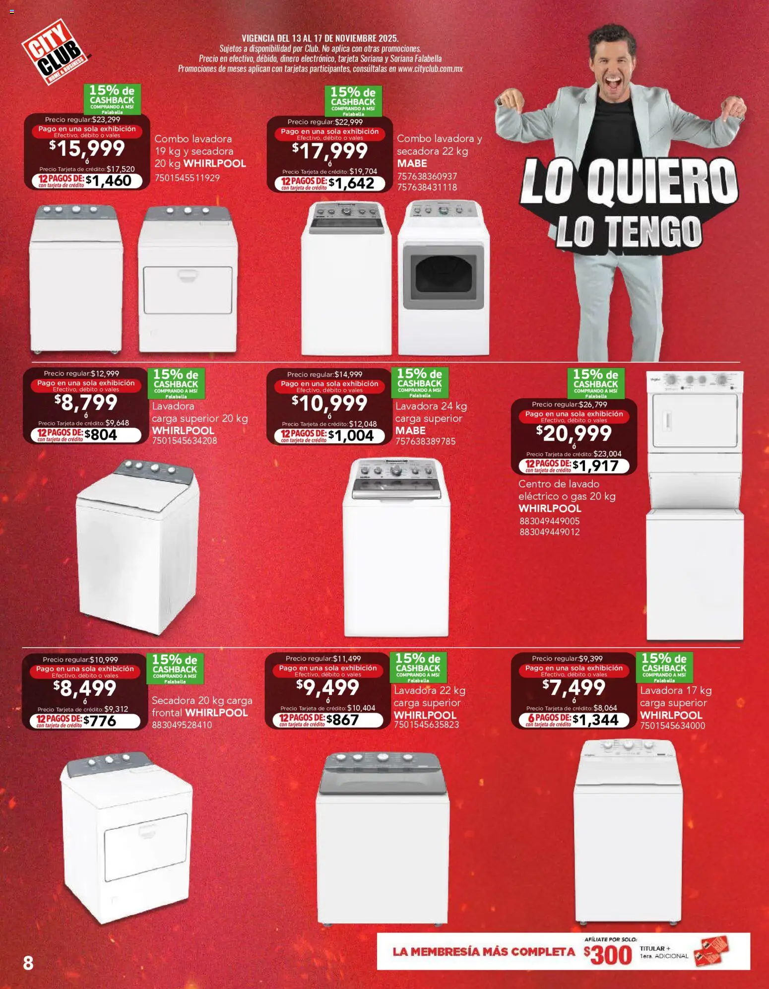 Nuevas ofertas de City Club válidas en toda la República Mexicana desde el 12.11.2025. ¡Encuentra las mejores ofertas en City Club Buen Fin! | Página: 8 | Productos: Secadora, Lavadora