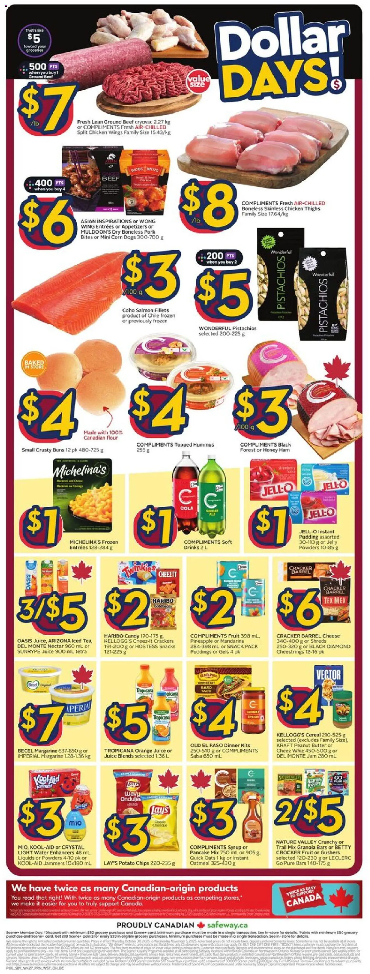 Safeway flyer valid from 30.10.2025 | Page: 4 | Products: Beef, Chips, Chicken, Pork