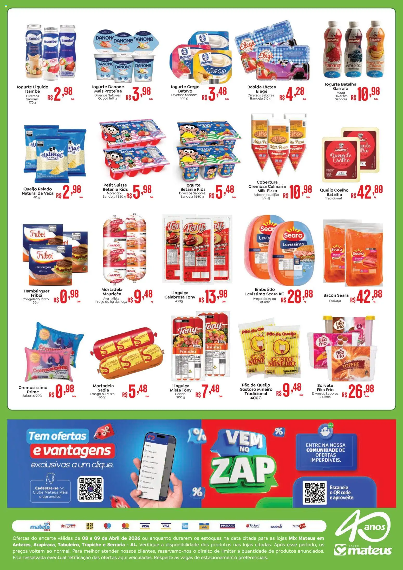 Mateus Folheto - válido de 08.04.2026 | Página: 2 | Produtos: Pizza, Bebida, Frango, Requeijão