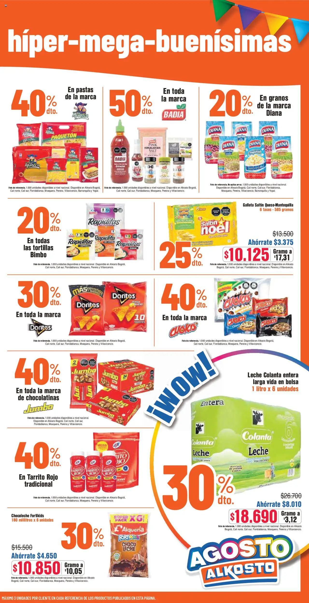 Alkosto revista - valida desde el 09.08.2025 | Página: 3 | Productos: Bolsa, Mermelada, Leche, Queso