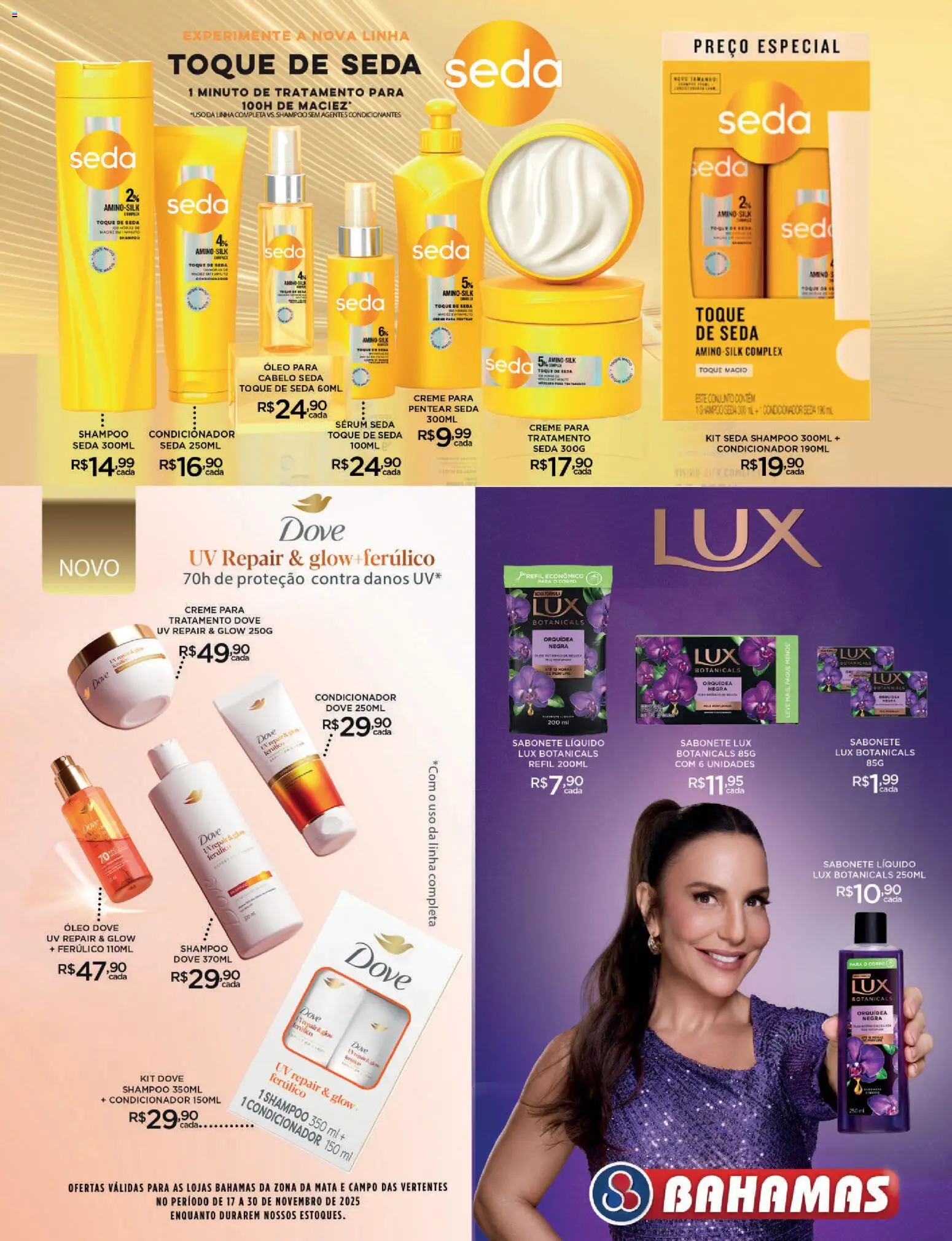 Bahamas Supermercados Folheto - válido de 17.11.2025 | Página: 11 | Produtos: Condicionador, Sérum, Dove, Sabonete líquido