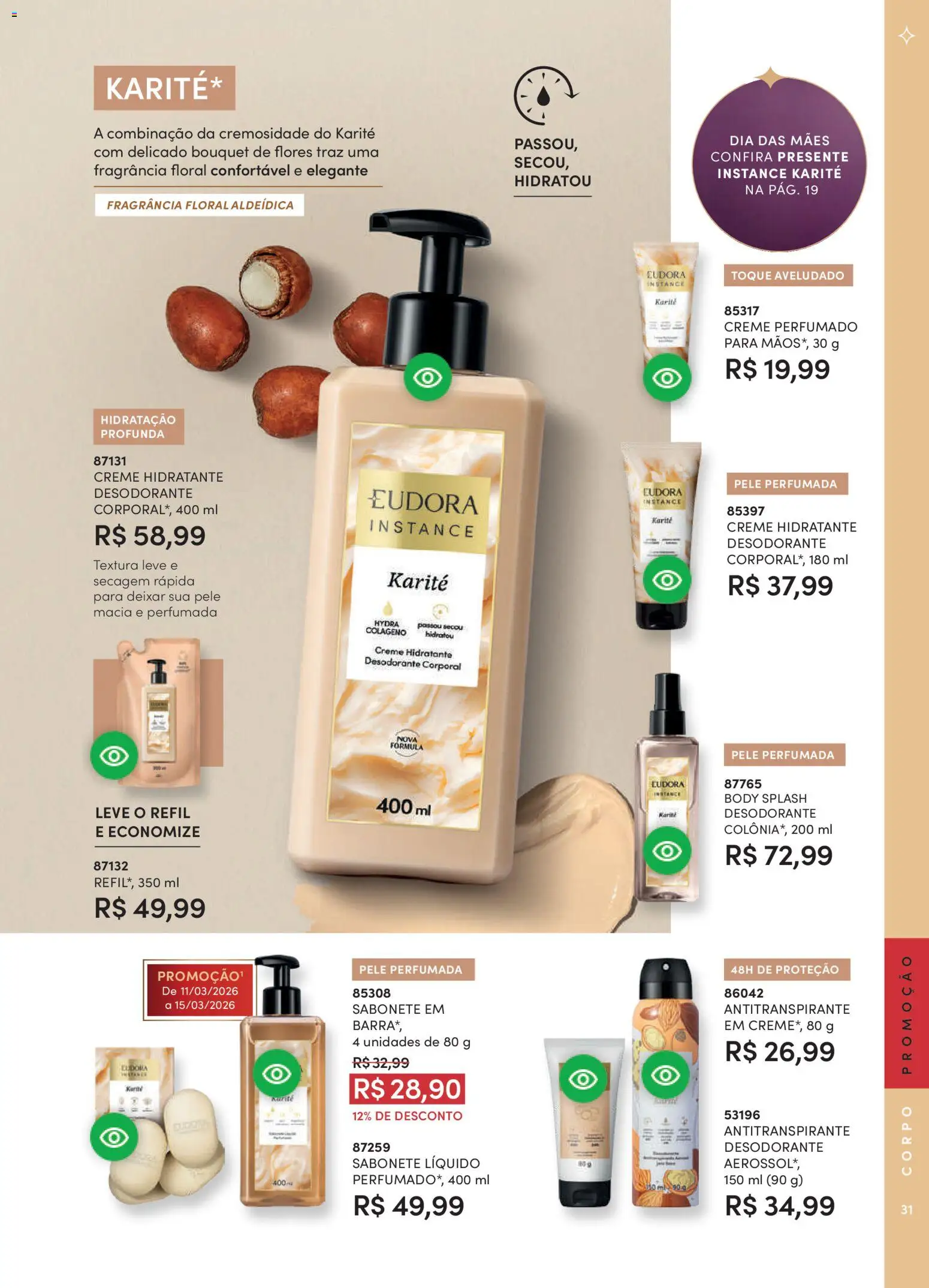 Eudora Folheto - válido de 11.03.2026 | Página: 39 | Produtos: Fragrância, Desodorante, Flores, Creme