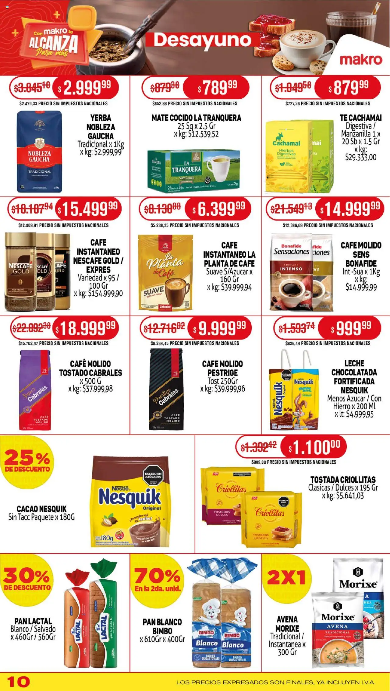 Makro ofertas │ válido desde el 18.09.2025 | Página: 10 | Productos: Azucar, Pan, Chocolatada, Mate cocido