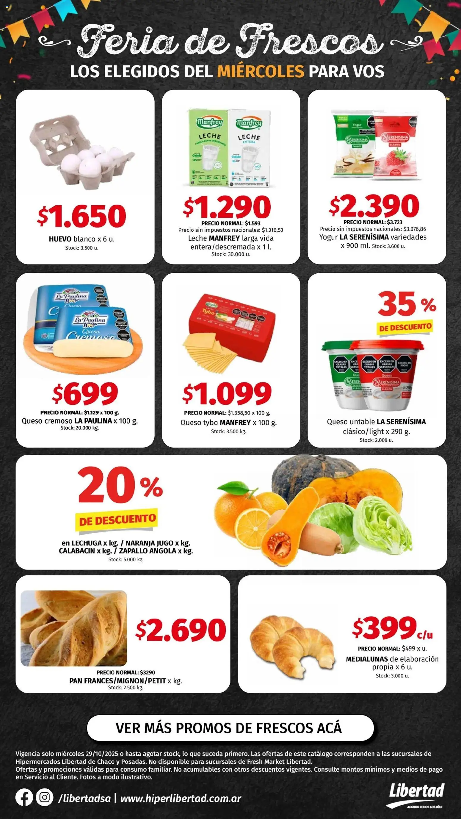 Hipermercado Libertad catálogo solo │ válido desde el 29.10.2025 | Página: 1 | Productos: Zapallo, Huevo, Lechuga, Jugo