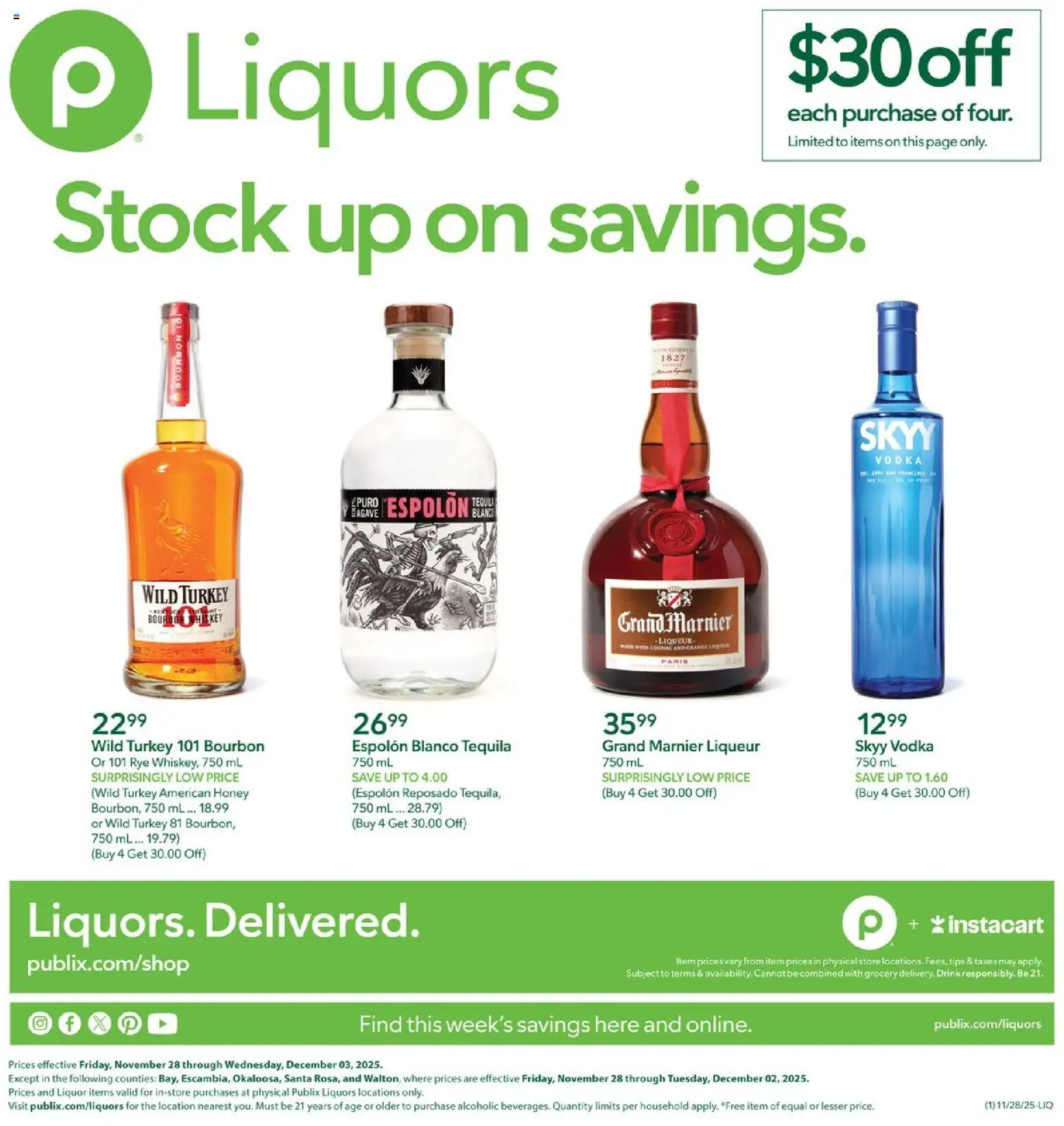 Publix Liquor - valid from 28.11.2025 | Page: 1 | Products: Bourbon, Vodka