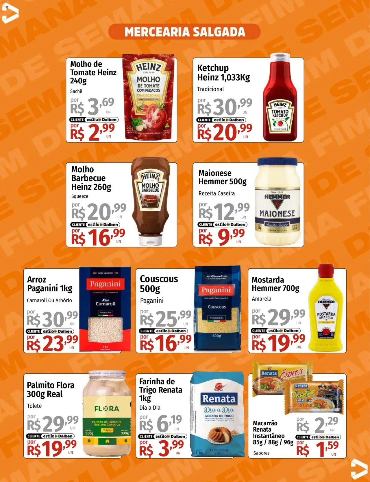 Supermercado Dalben Folheto - válido de 15.08.2025 | Página: 7 | Produtos: Palmito, Arroz, Ketchup, Maionese