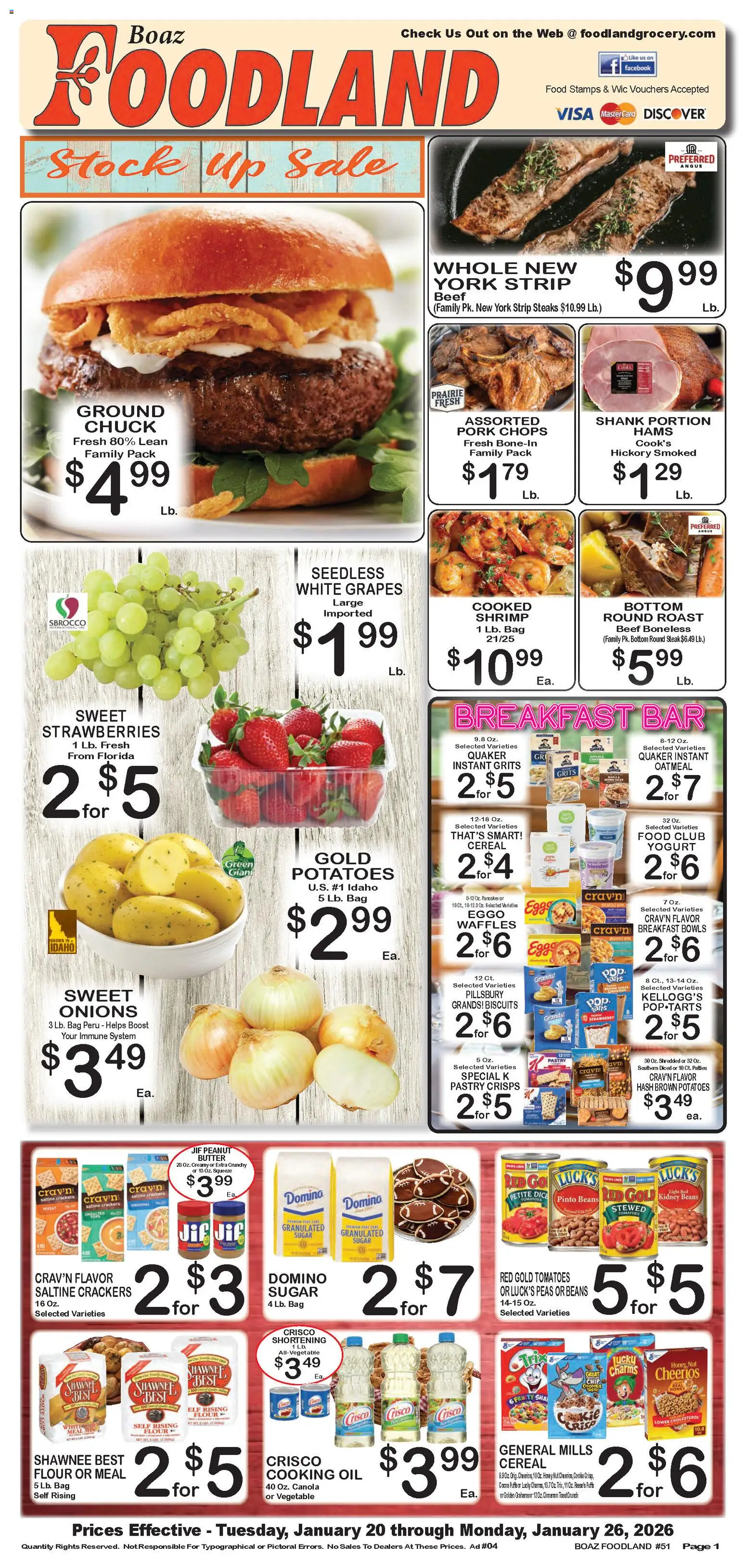 Foodland Weekly Ad - valid from 20.01.2026 | Page: 1 | Products: Yogurt, Oil, Pork, Beef