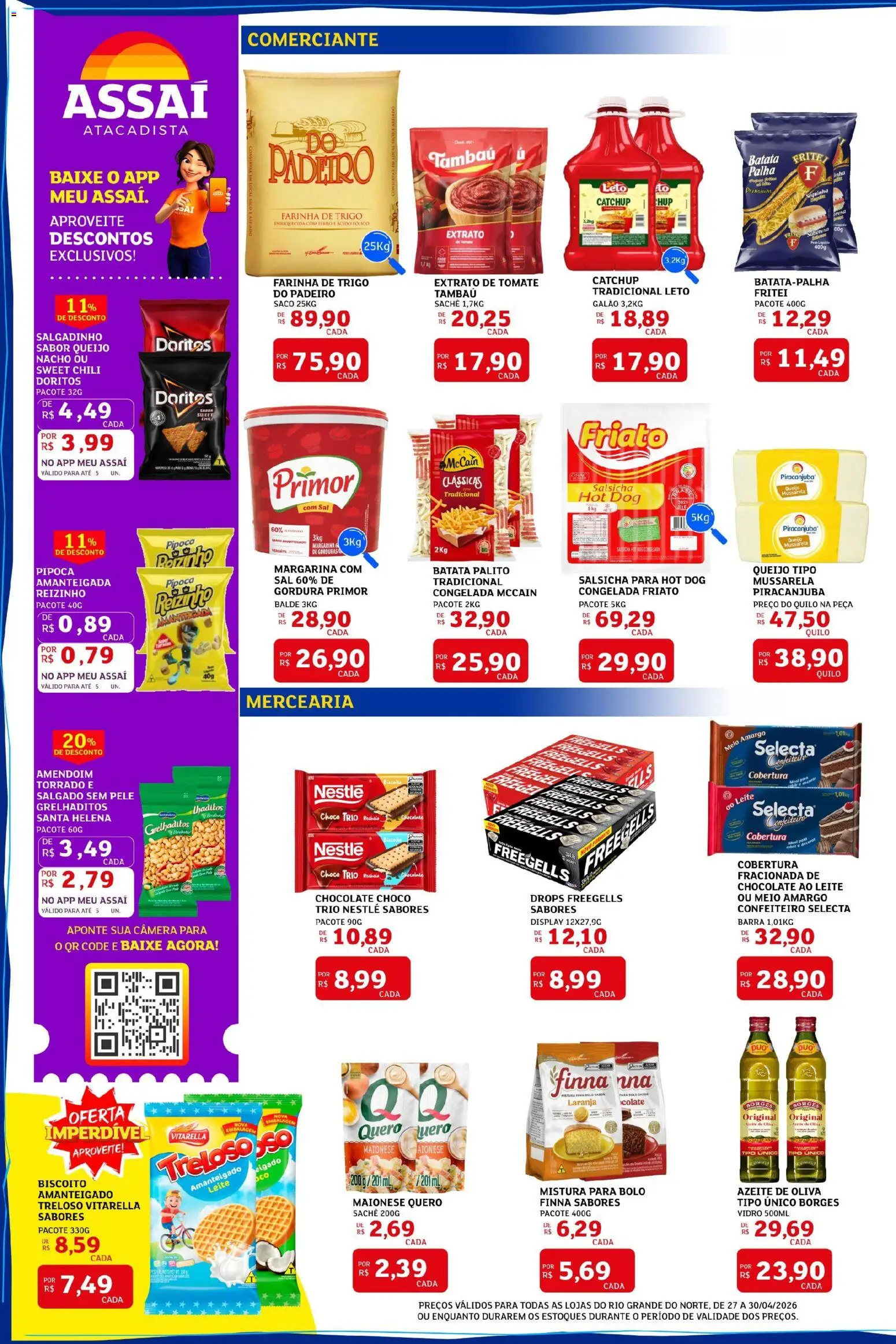 Assaí Atacadista Folheto - válido de 27.04.2026 | Página: 2 | Produtos: Ferro, Amendoim, Mussarela, Margarina