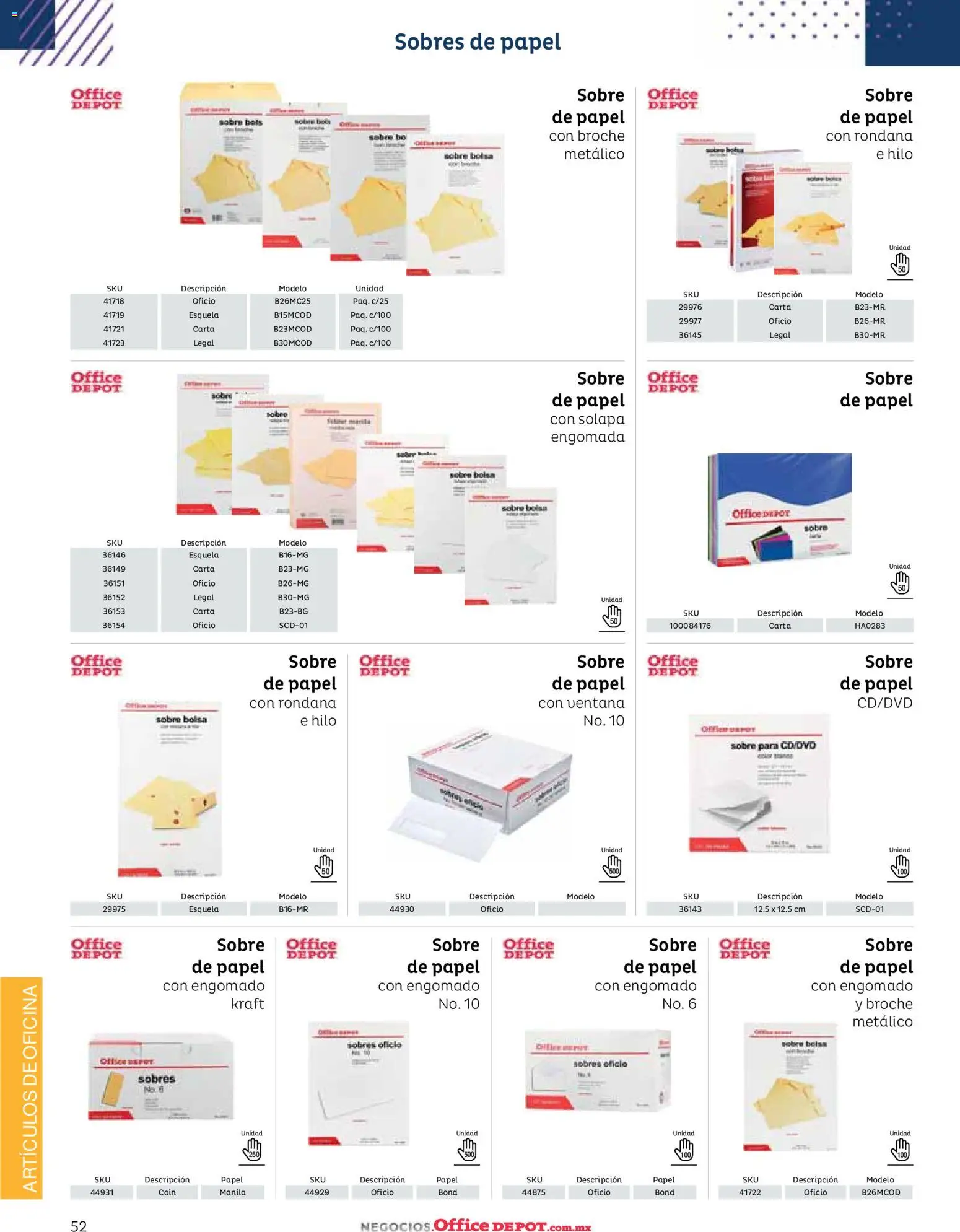 Nuevas ofertas de Office Depot válidas en toda la República Mexicana desde el 12.01.2026. ¡Encuentra las mejores ofertas en Office Depot catálogo 2026! | Página: 54 | Productos: Bolsa, Rondana, Sobre