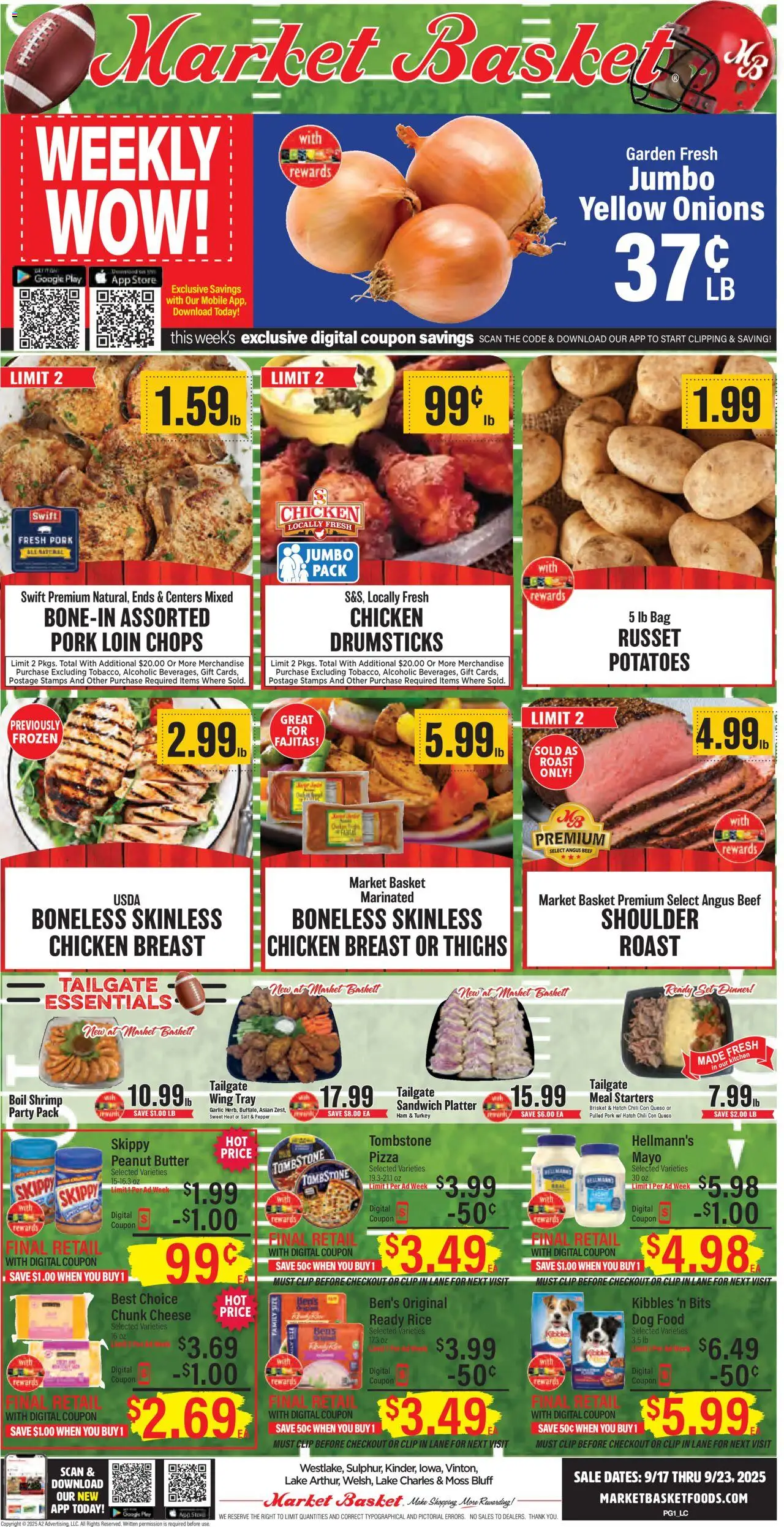 Market Basket Lake Charles - valid from 17.09.2025 | Page: 1 | Products: Cheese, Ham, Rice, Garlic