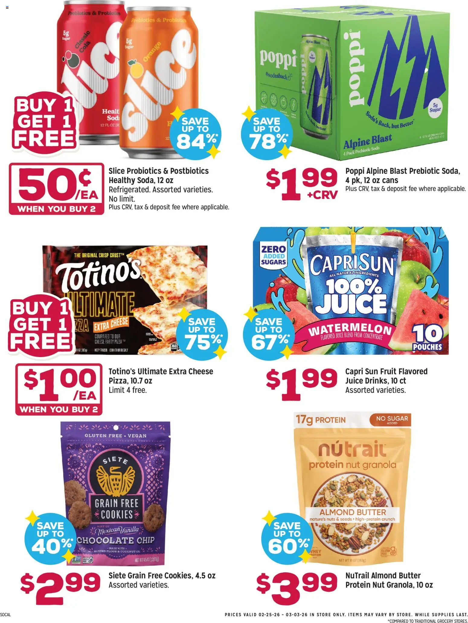 Grocery Outlet Weekly Ad - CA - valid from 25.02.2026 | Page: 3 | Products: Butter, Oil, Pizza, Sugar