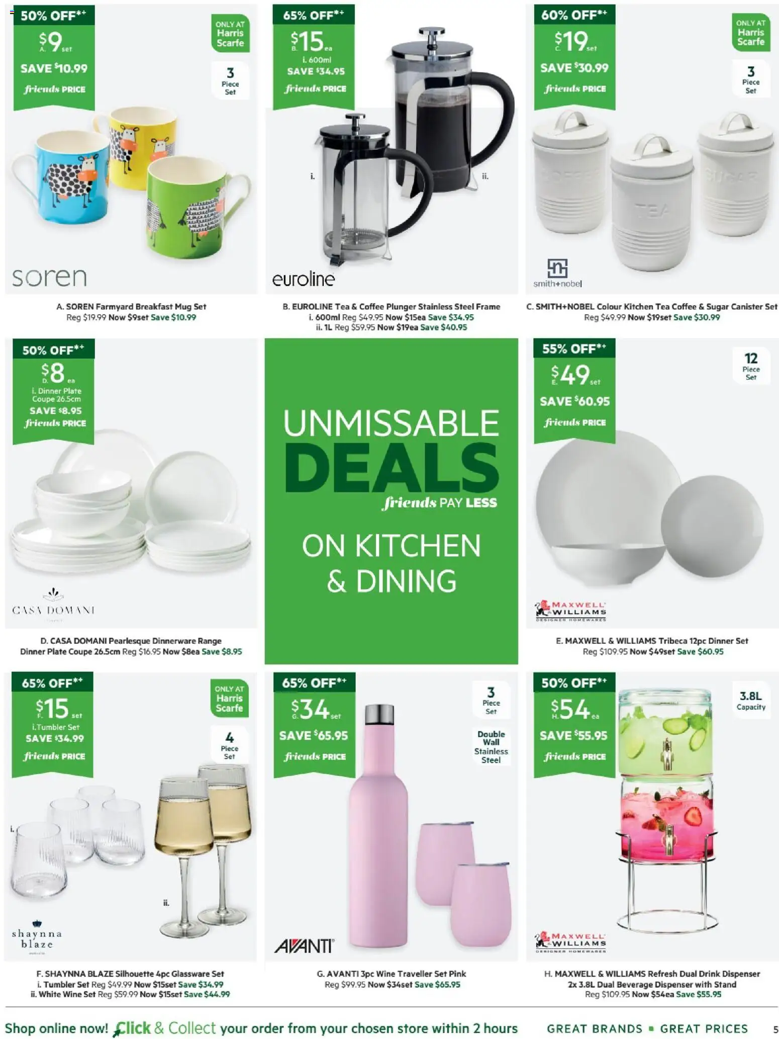 Harris Scarfe catalogue - valid from 27.10.2025 | Page: 5 | Products: Dinner set, Glassware, Tea, Sugar