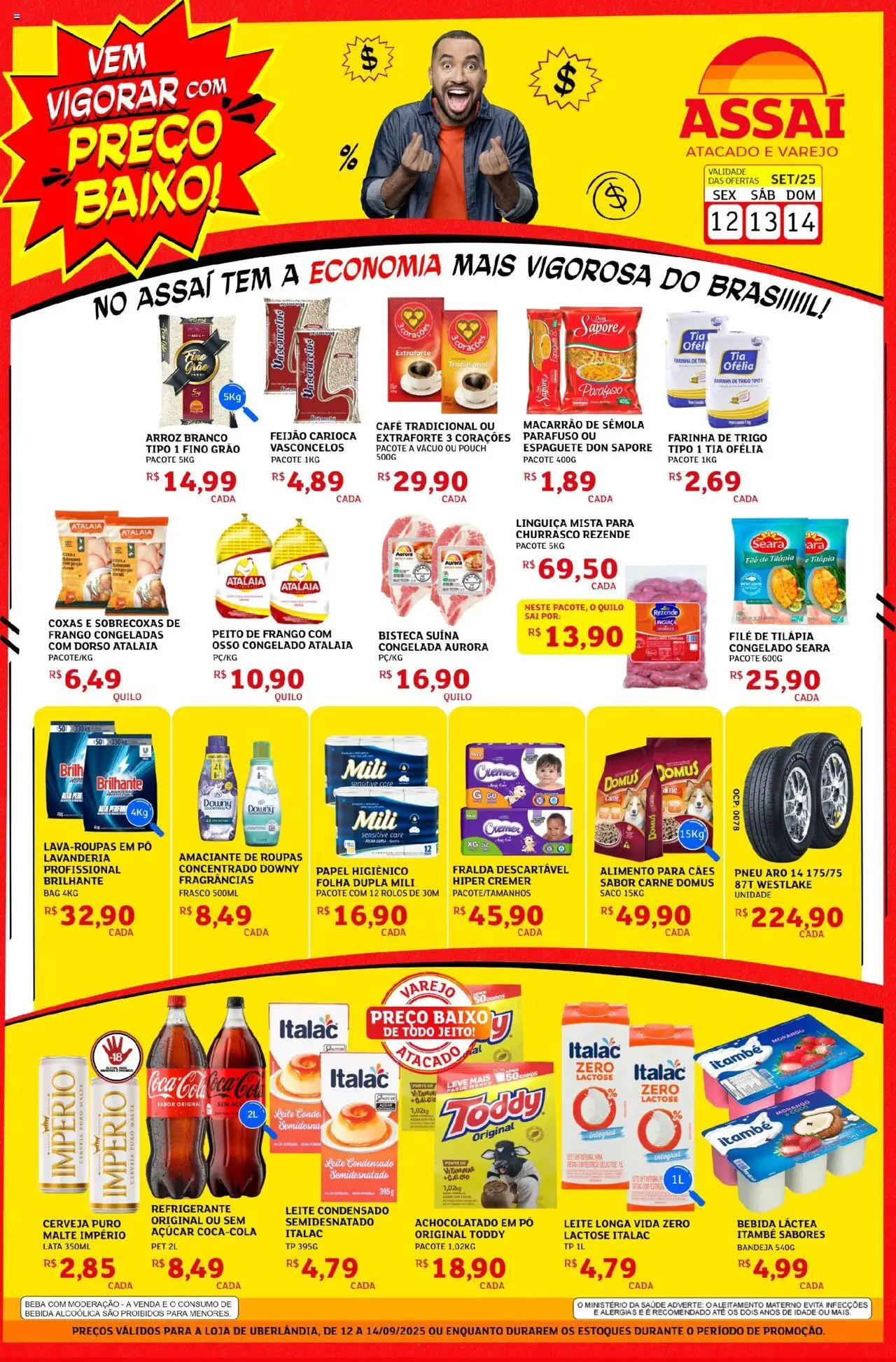 Assaí Atacadista Folheto - válido de 12.09.2025 | Página: 1 | Produtos: Espaguete, Pneu, Refrigerante, Papel higiênico