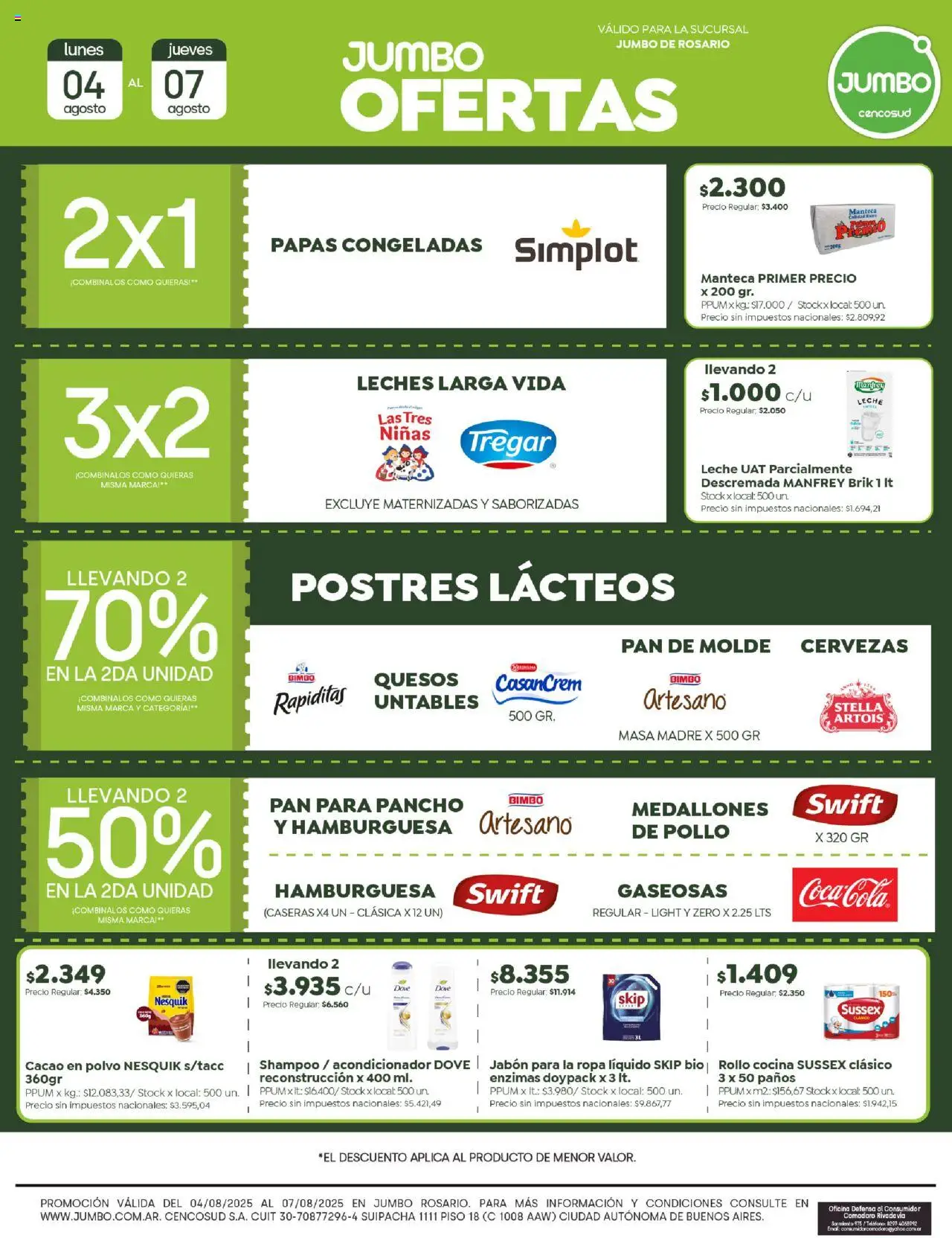 Jumbo ofertas - Rosario │ válido desde el 04.08.2025 | Página: 2 | Productos: Rosario, Ropa, Leche, Pan