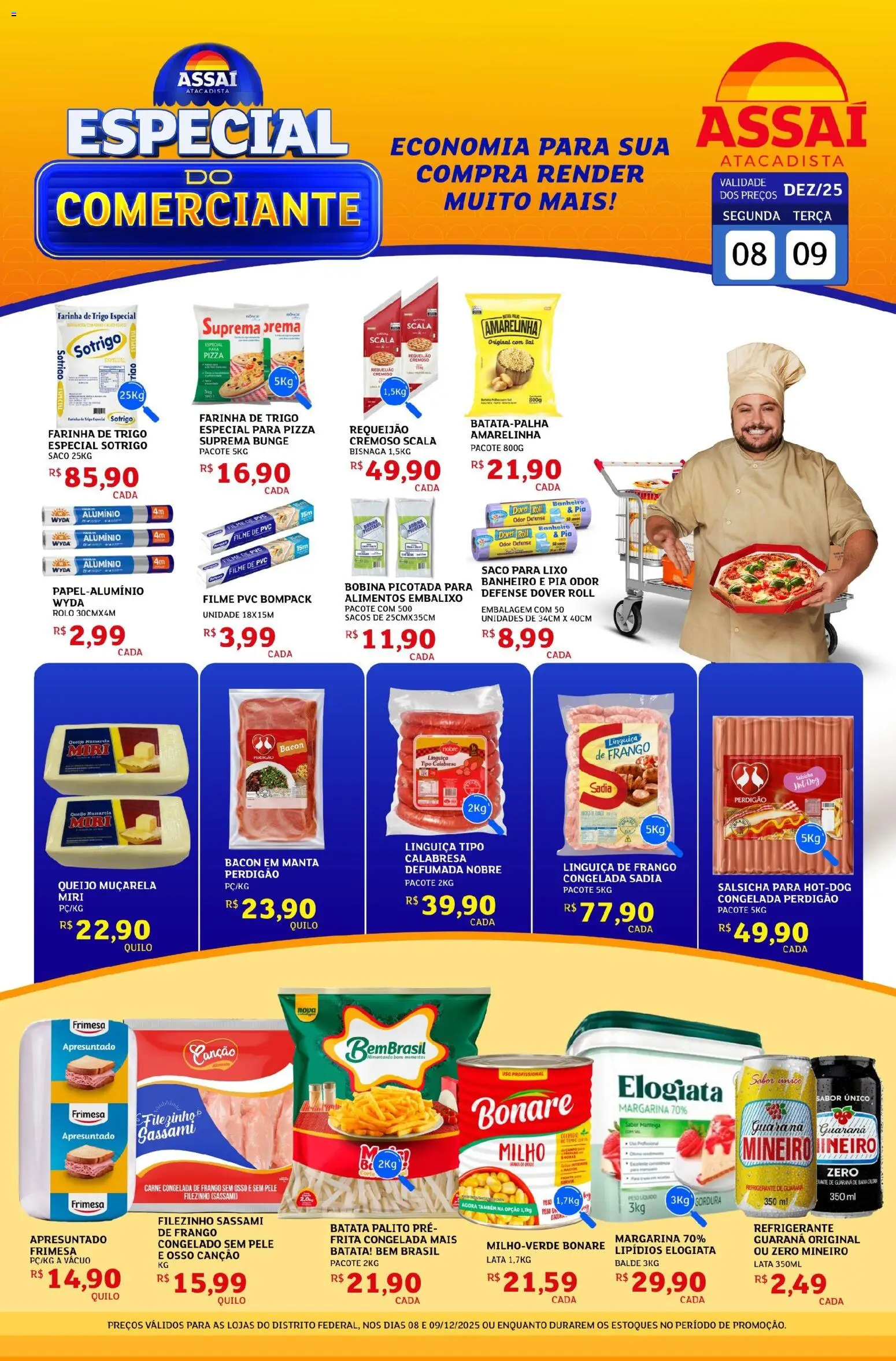 Assaí Atacadista Folheto - válido de 08.12.2025 | Página: 1 | Produtos: Linguiça, Muçarela, Frango, Mussarela