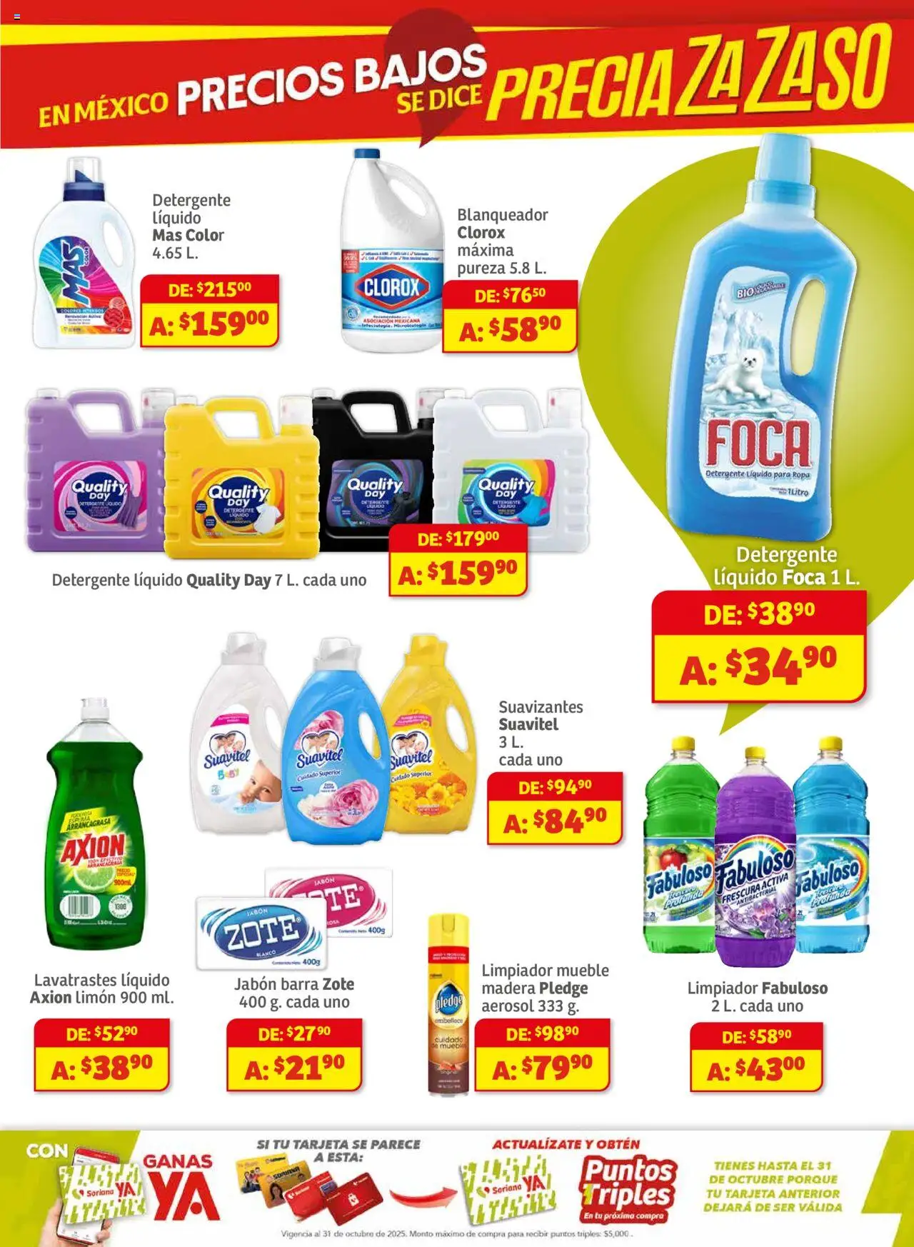 Nuevas ofertas de Soriana válidas en toda la República Mexicana desde el 01.08.2025. ¡Encuentra las mejores ofertas en Soriana - Preciazazaso Súper Chi, Coah, Dur, NL, SLP, Tama, Zac.! | Página: 7 | Productos: Detergente, Limón, Barra, Jabón