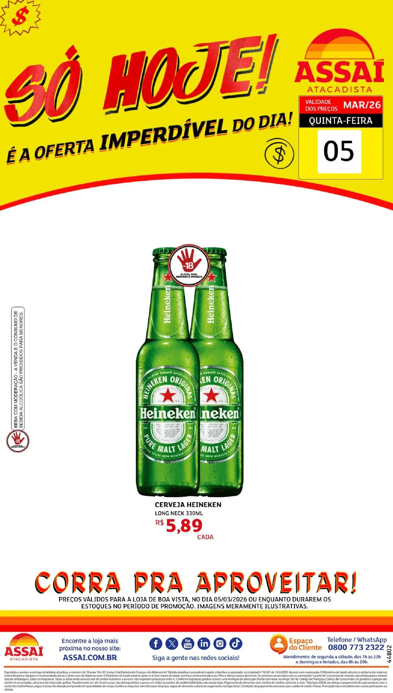 Assaí Atacadista Folheto - válido de 05.03.2026 | Página: 1 | Produtos: Cerveja, Pneus, Base, Cerveja Heineken