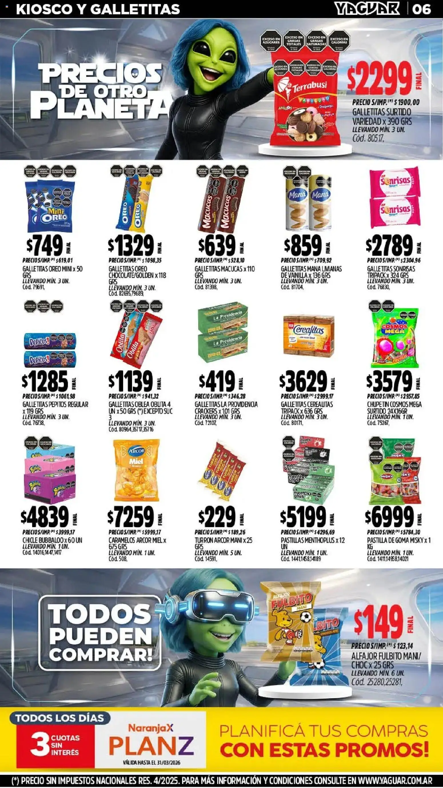 Yaguar - Oferta Semanal Chaco │ válido desde el 02.03.2026 | Página: 6 | Productos: Galletitas, Mani, Chicle, Turrón