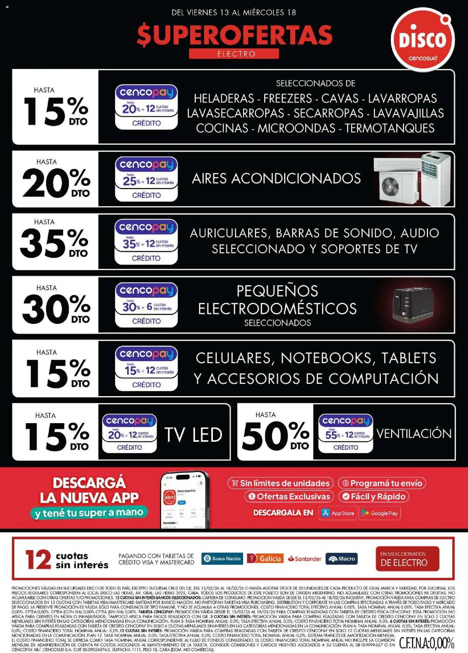 Disco - Ofertas | Electro, T. Libre y más │ válido desde el 12.02.2026 | Página: 1 | Productos: Audio, Lavavajillas, Banco, Microondas