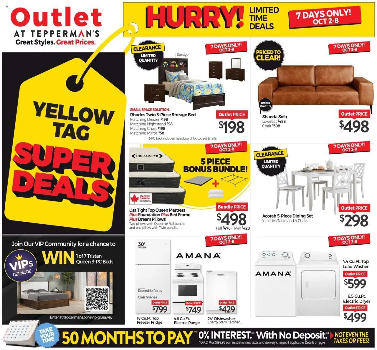 Tepperman's flyer valid from 02.10.2025 | Page: 1 | Products: Dryer, Dishwasher, Sofa, Table