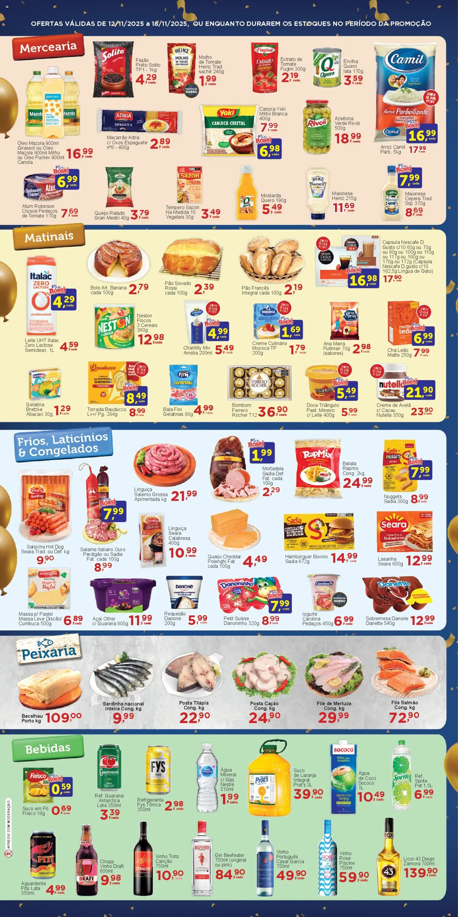 Rossi Supermercados Folheto - válido de 12.11.2025 | Página: 2 | Produtos: Feijão, Pão, Massa, Creme de avelã