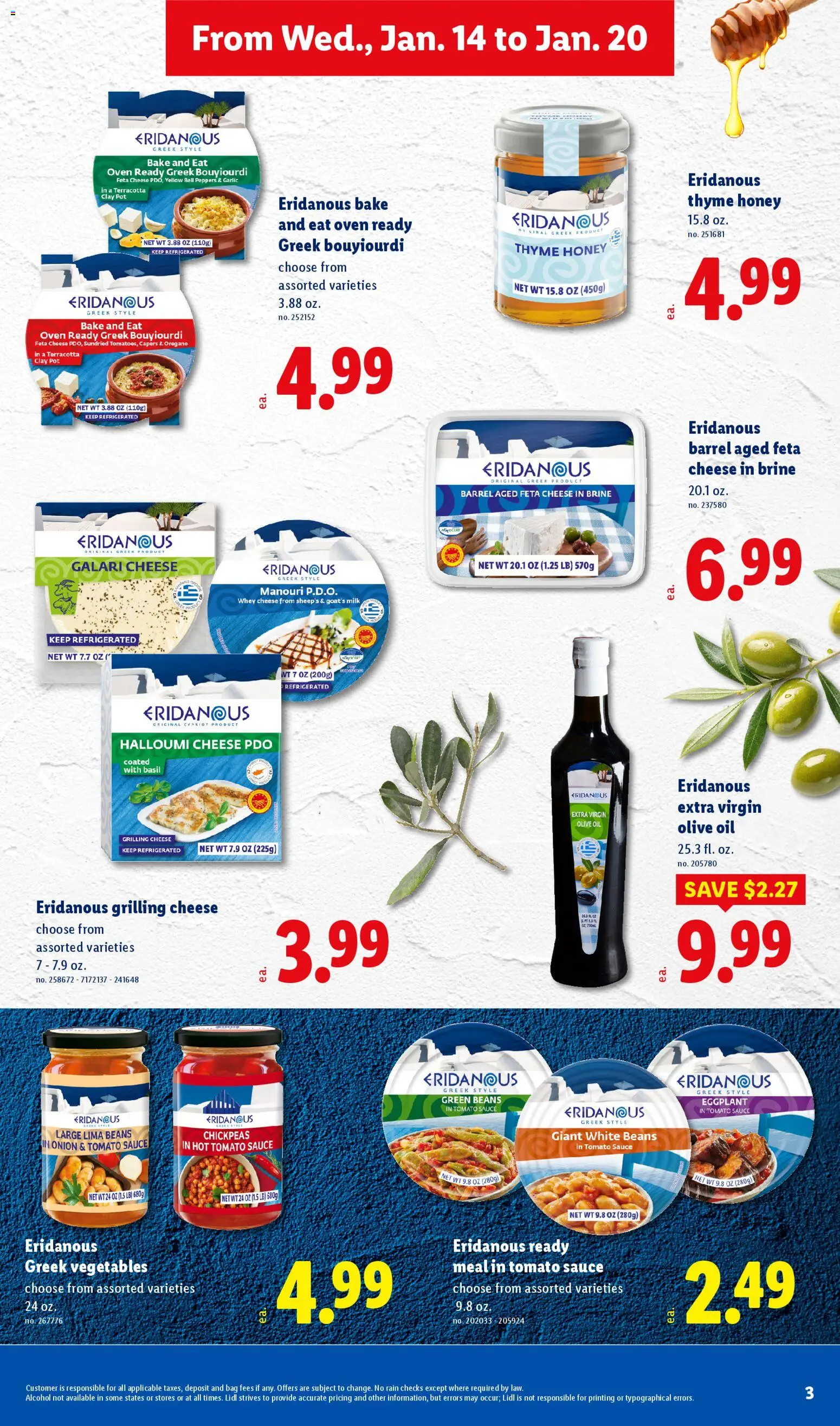 Lidl Weekly Ad - valid from 14.01.2026 | Page: 3 | Products: Milk, Oil, Vegetables, Sauce