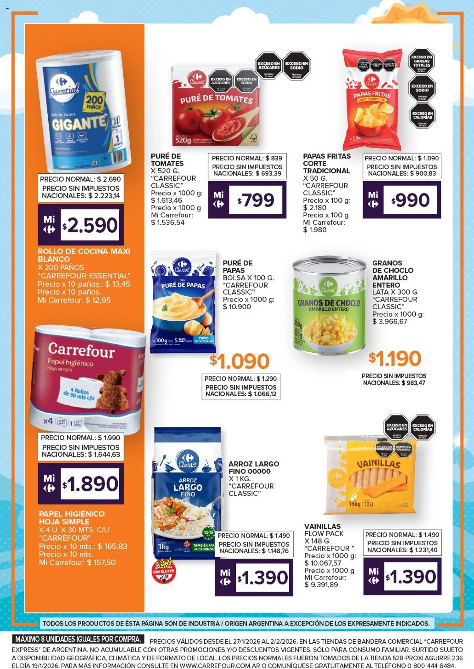 Carrefour - Ofertas Disfrutá el verano │ válido desde el 27.01.2026 | Página: 3 | Productos: Papel higiénico, Cocina, Tomates, Papas fritas