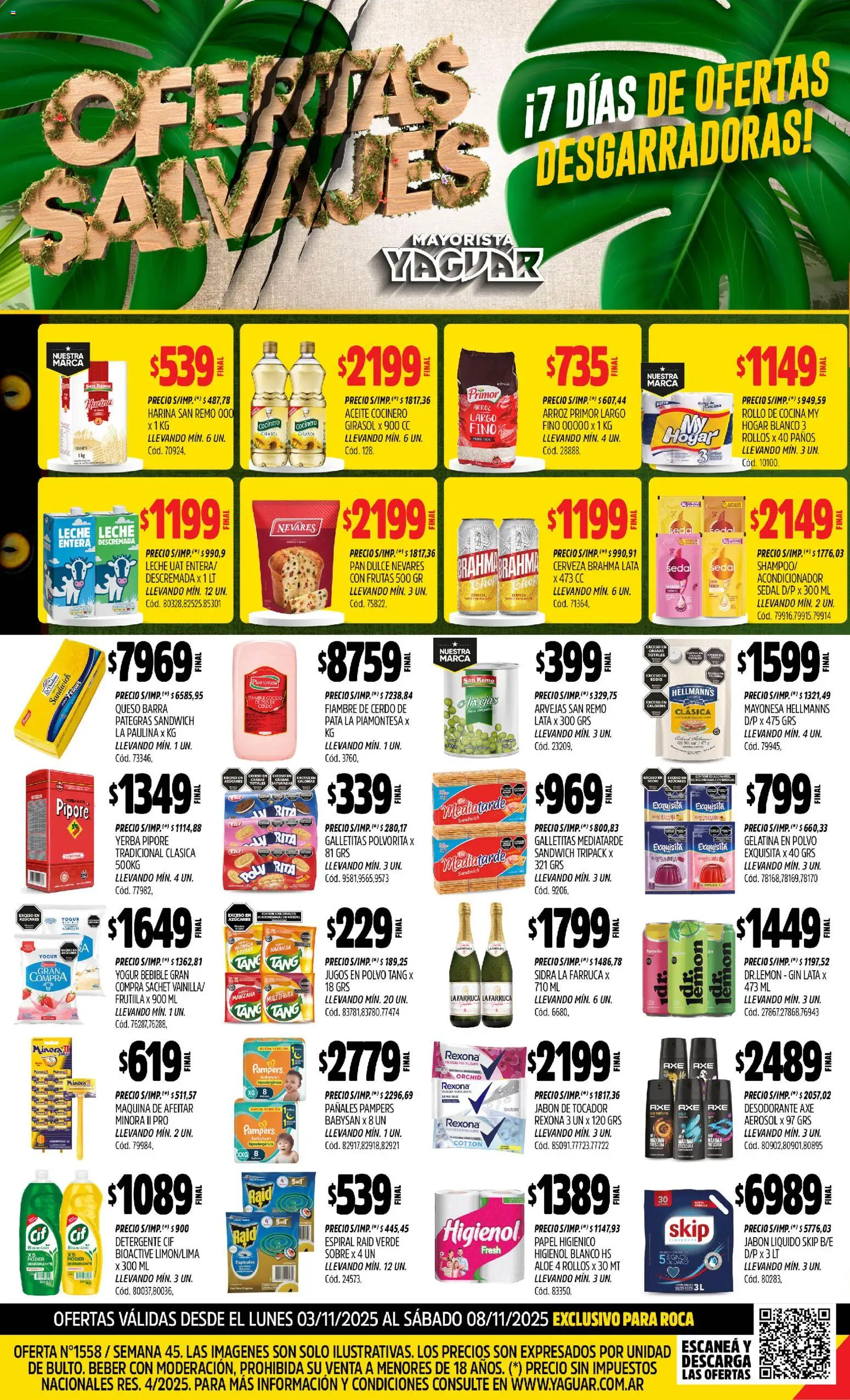 Yaguar - General Roca │ válido desde el 03.11.2025 | Página: 1 | Productos: Papel higiénico, Galletitas, Cerdo, Arroz