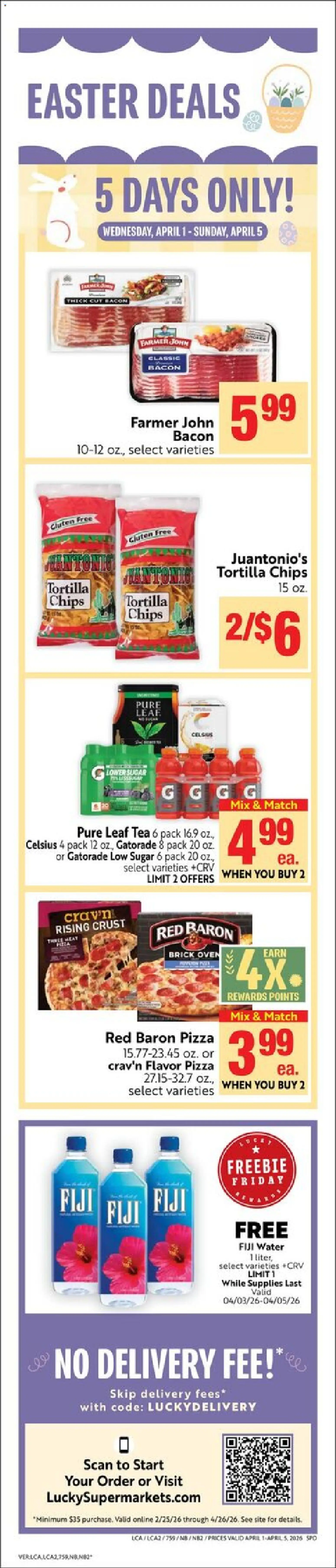 Lucky Supermarkets Weekly - AK - valid from 01.04.2026 | Page: 7 | Products: Pizza, Tea, Water, Sugar