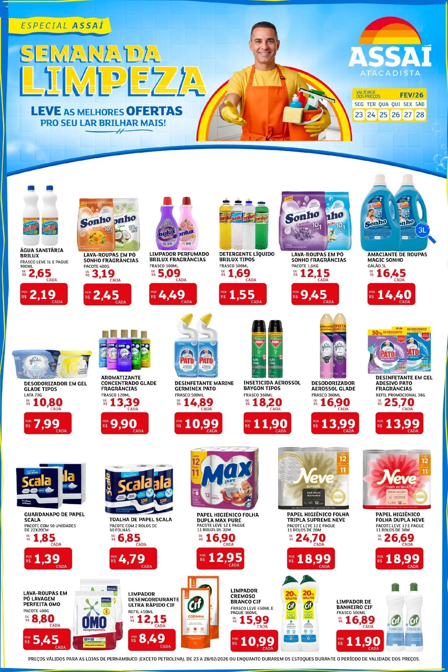 Assaí Atacadista Folheto - válido de 23.02.2026 | Página: 1 | Produtos: Detergente, Roupas, Papel higiênico, Inseticida